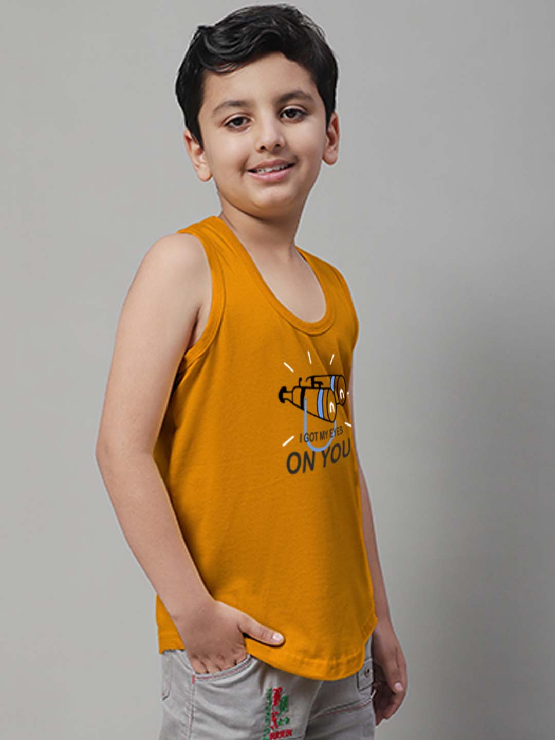 Boys I Got My Eyes On You Printed Regular Fit Vest - Friskers