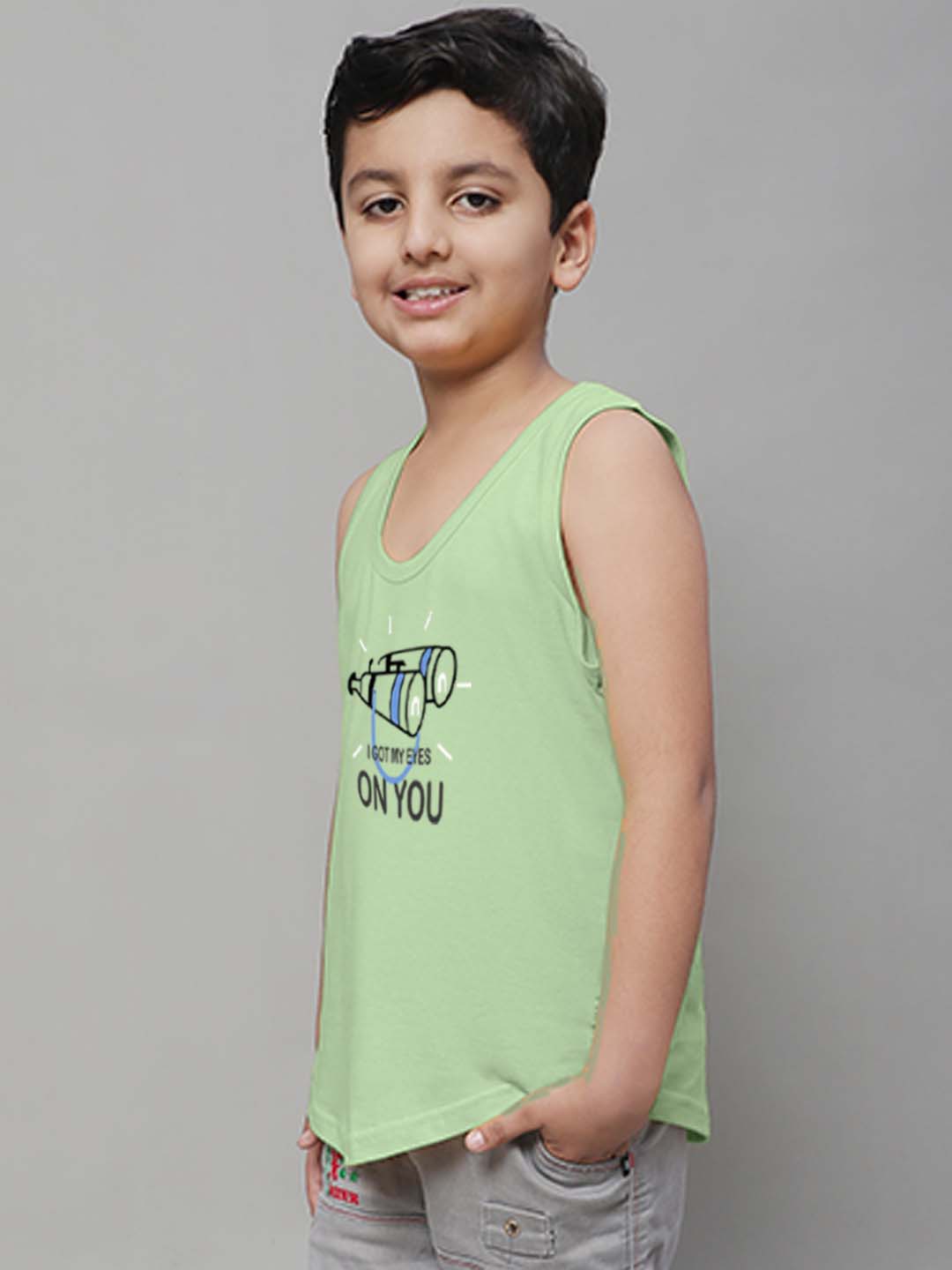Boys I Got My Eyes On You Printed Regular Fit Vest - Friskers