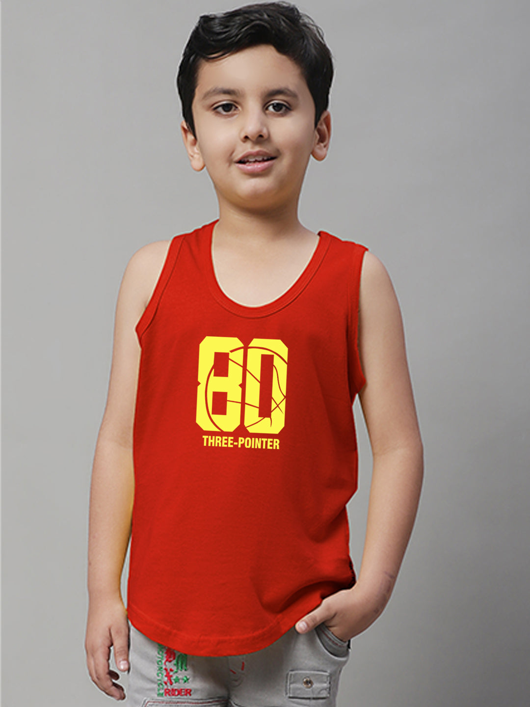 Boys Three Pointer Printed Regular Fit Vest - Friskers