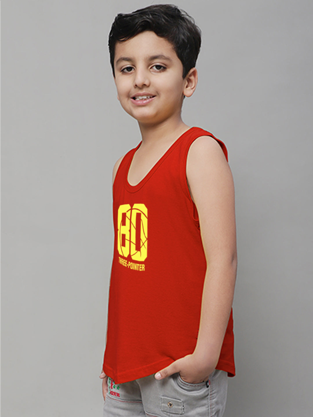 Boys Three Pointer Printed Regular Fit Vest - Friskers
