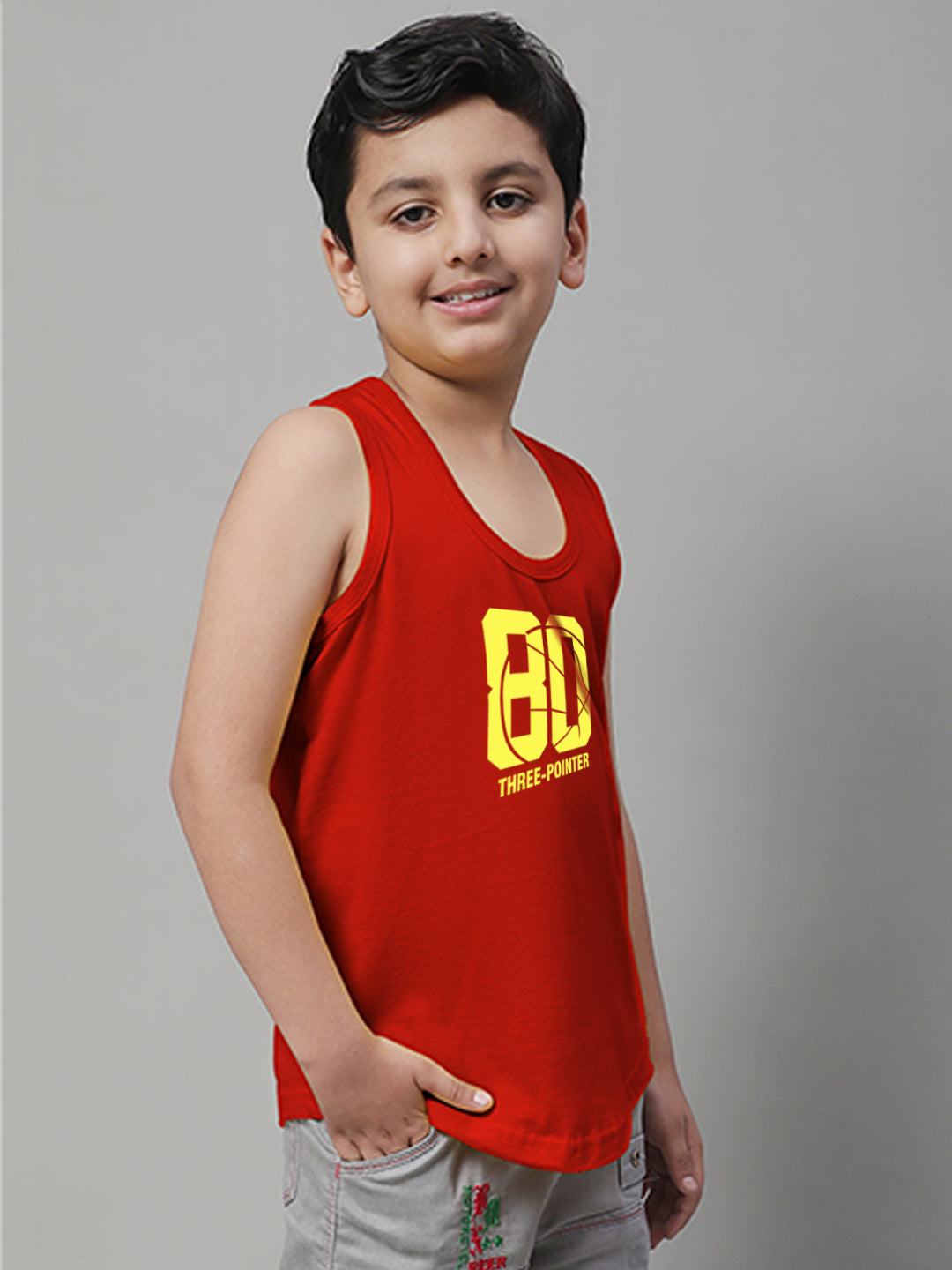 Boys Three Pointer Printed Regular Fit Vest - Friskers