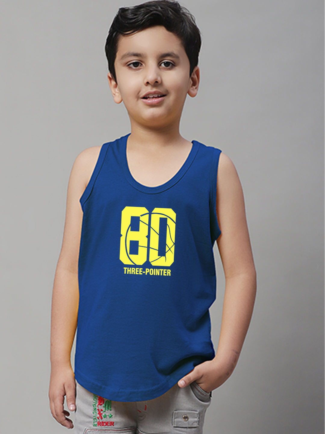 Boys Three Pointer Printed Regular Fit Vest - Friskers