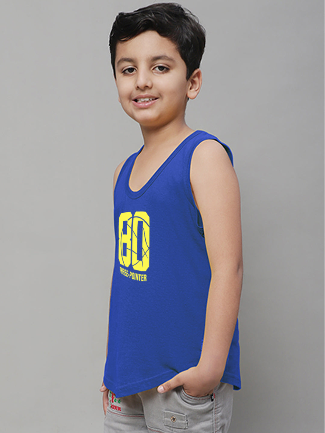 Boys Three Pointer Printed Regular Fit Vest - Friskers