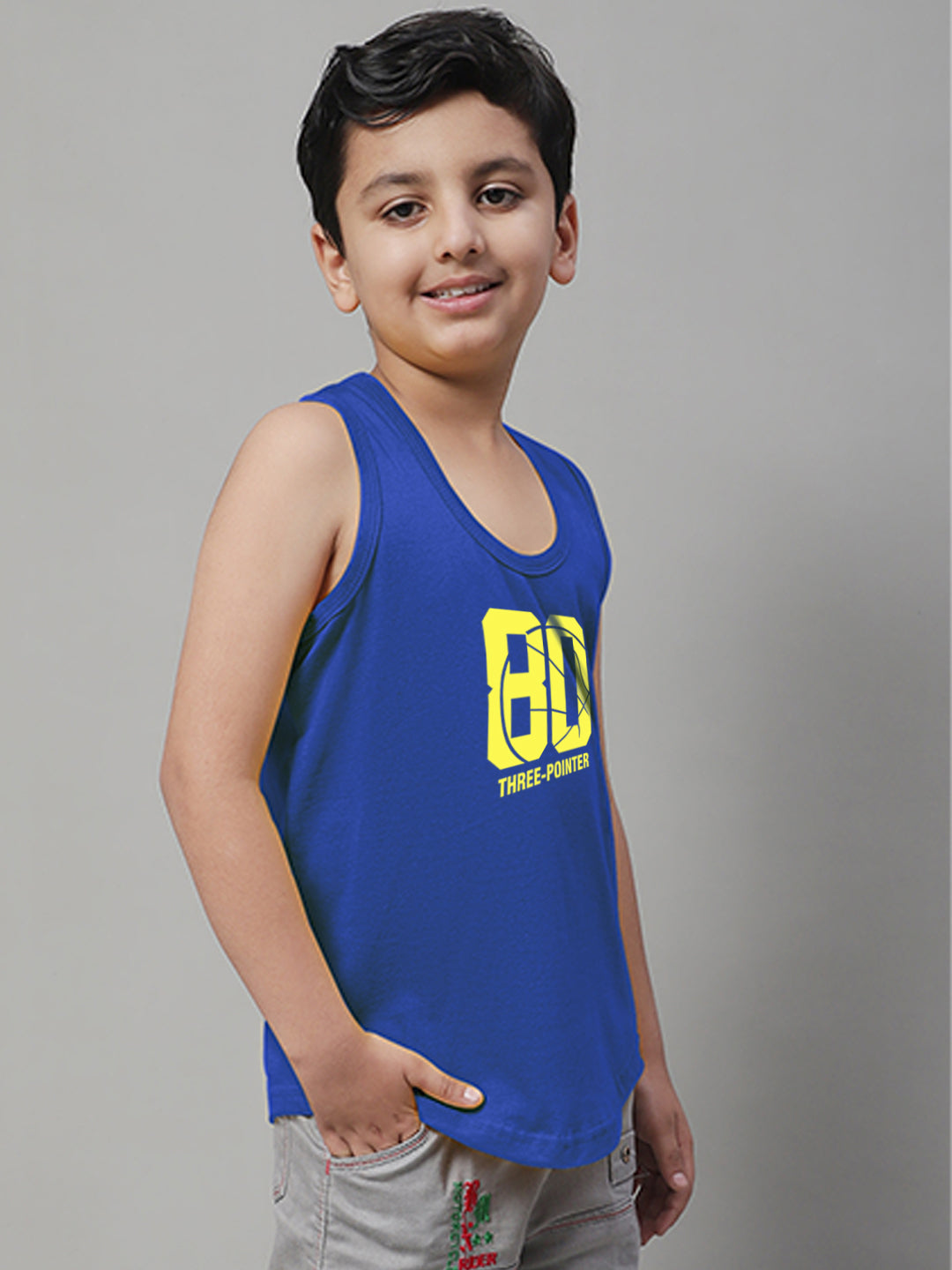 Boys Three Pointer Printed Regular Fit Vest - Friskers