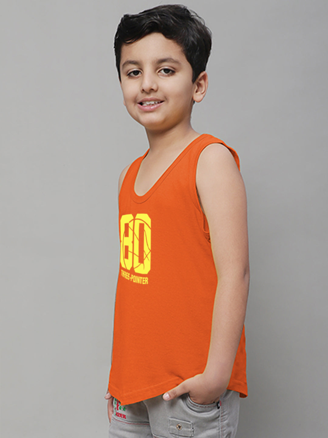 Boys Three Pointer Printed Regular Fit Vest - Friskers