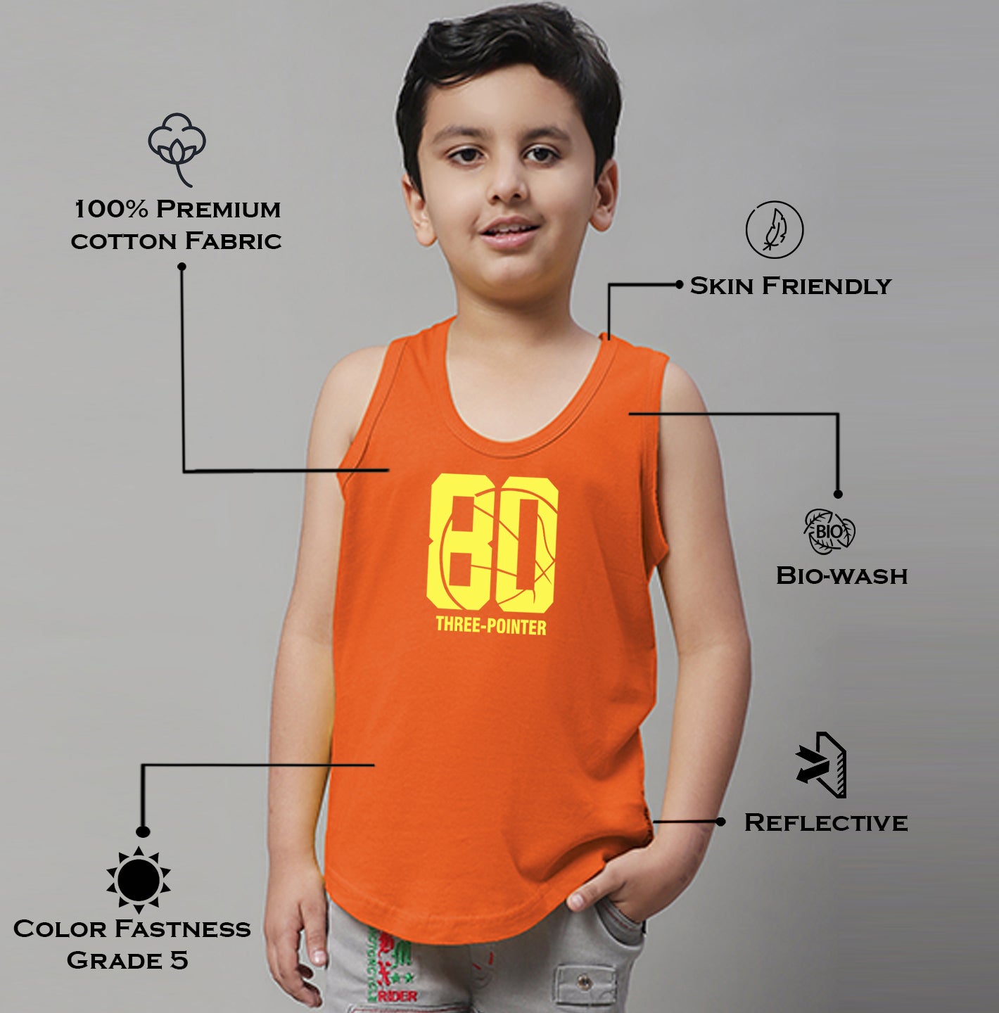 Boys Three Pointer Printed Regular Fit Vest - Friskers