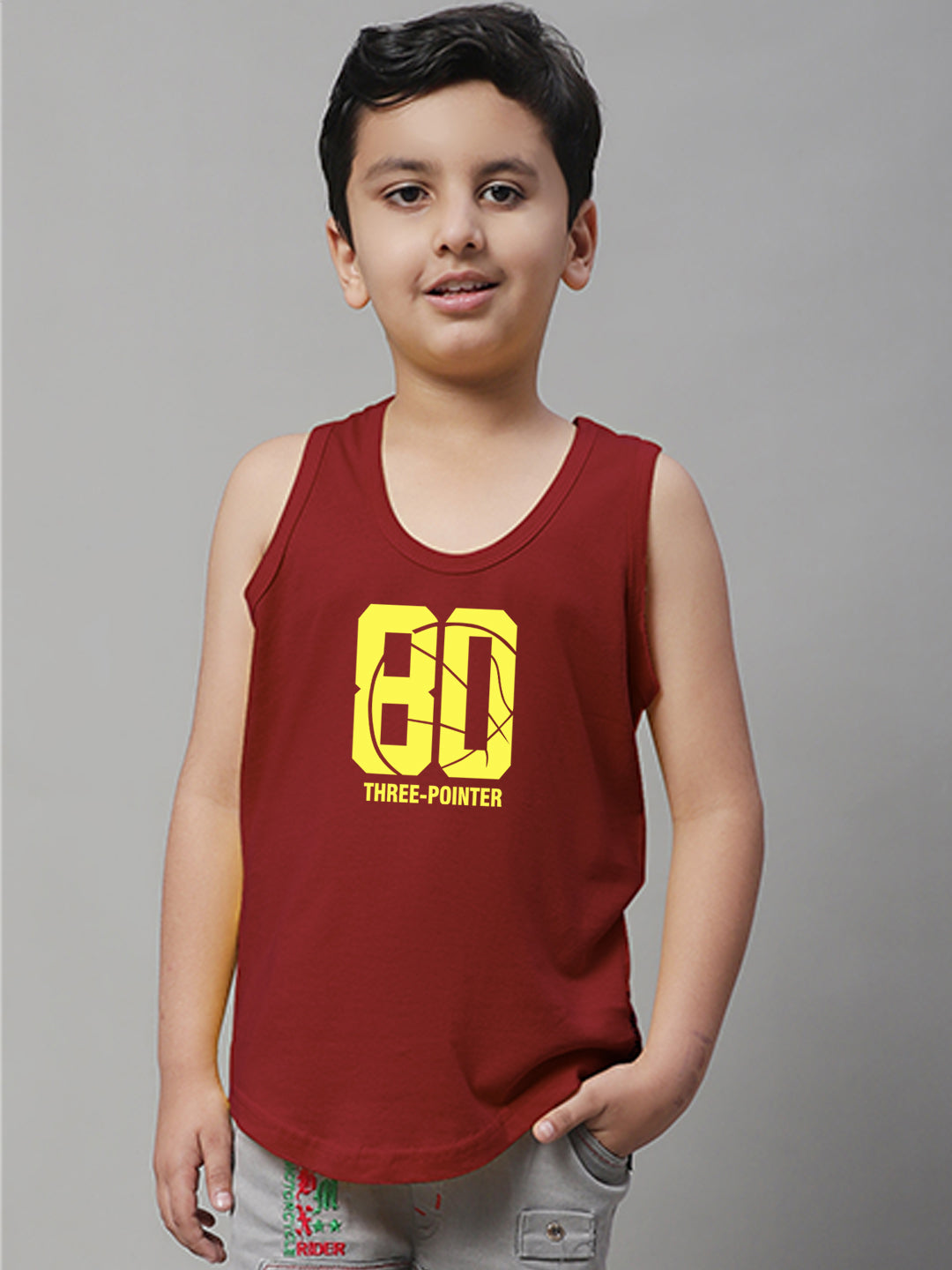 Boys Three Pointer Printed Regular Fit Vest - Friskers