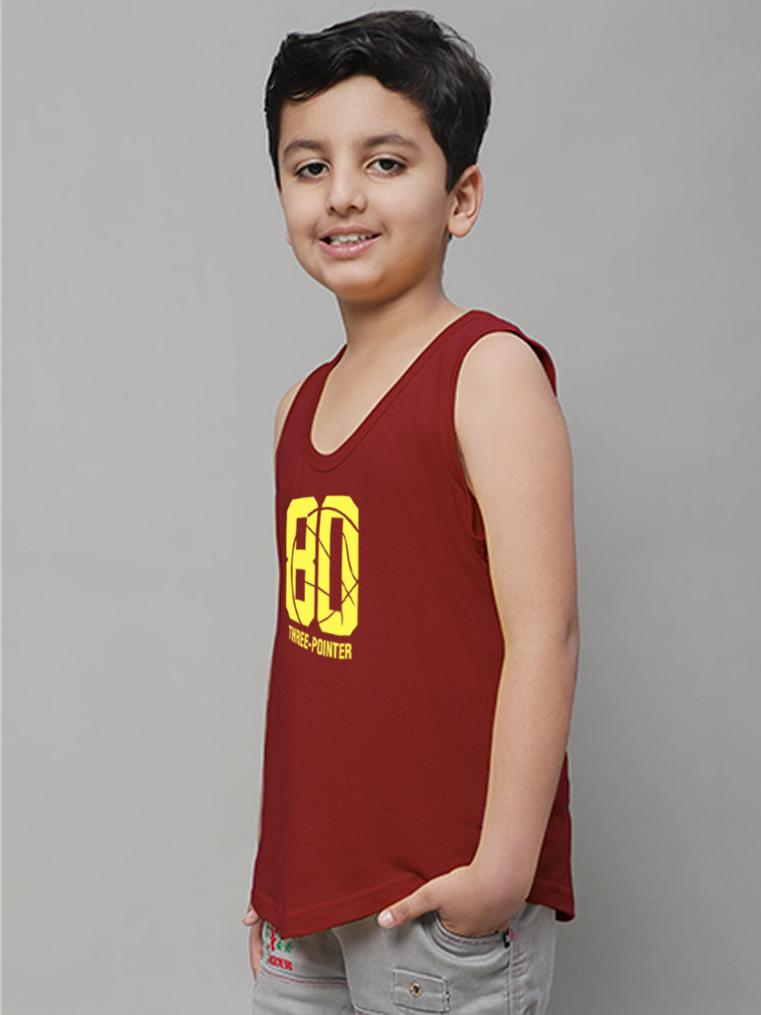 Boys Three Pointer Printed Regular Fit Vest - Friskers