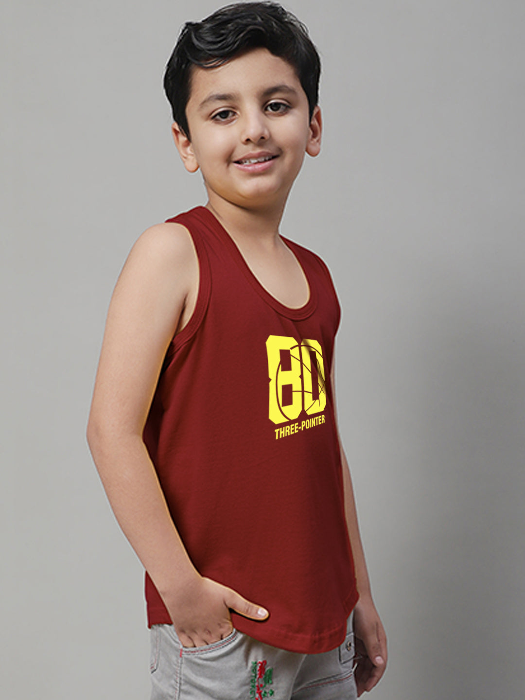Boys Three Pointer Printed Regular Fit Vest - Friskers
