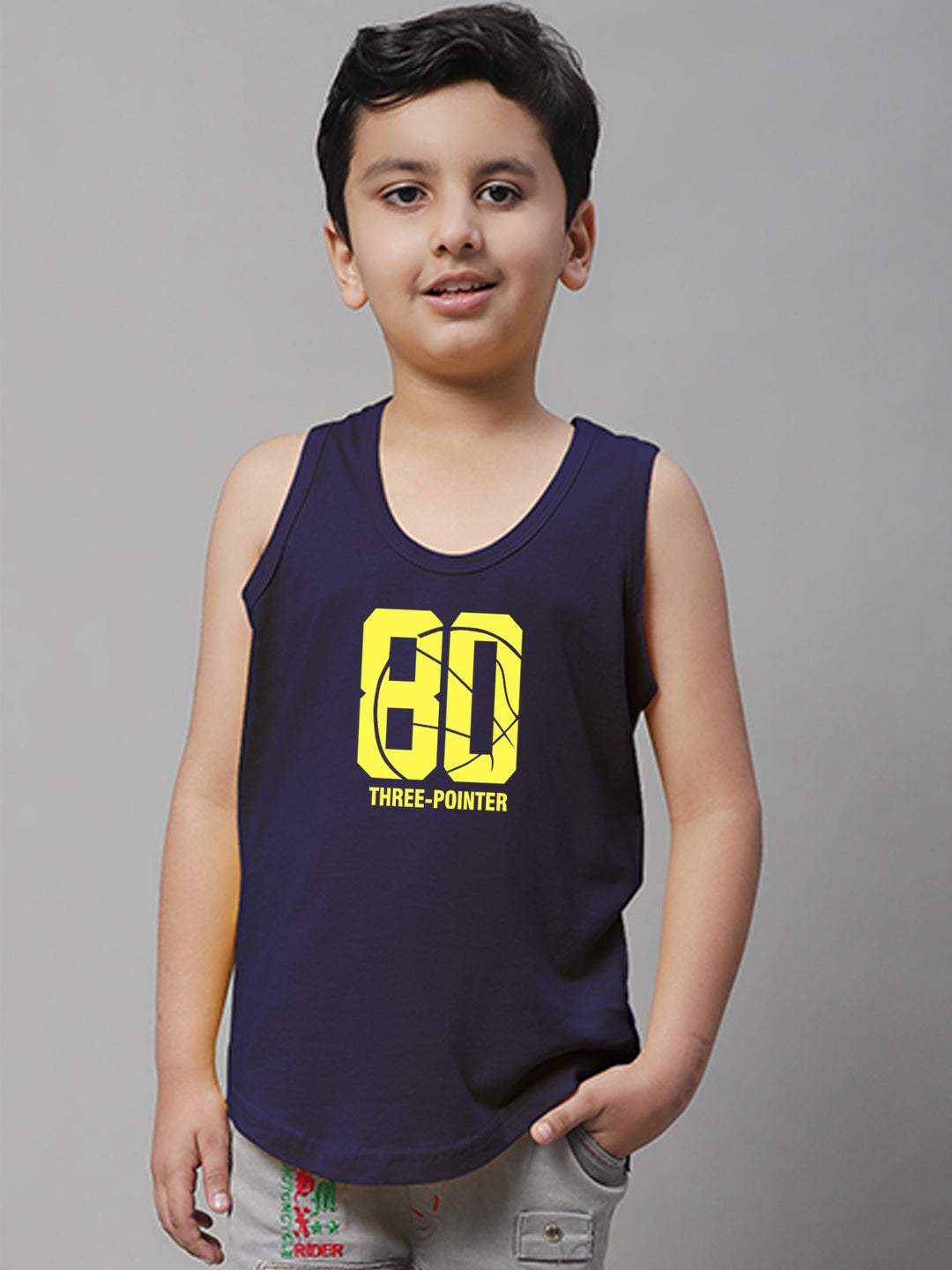 Boys Three Pointer Printed Regular Fit Vest - Friskers