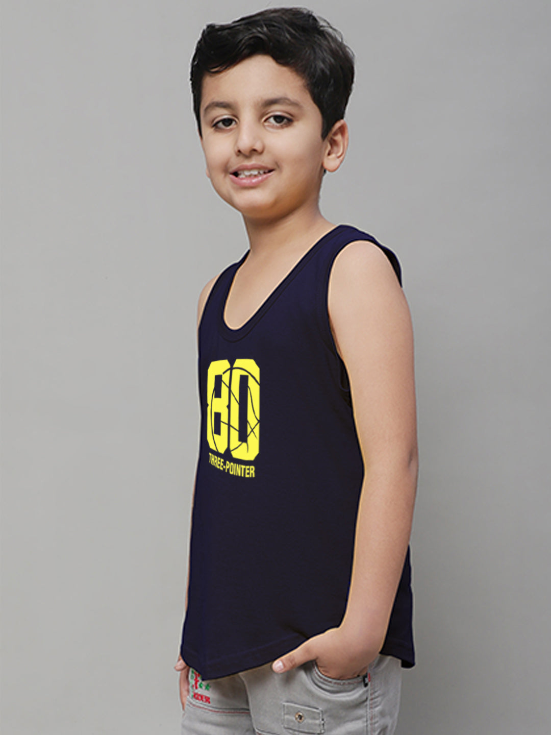 Boys Three Pointer Printed Regular Fit Vest - Friskers