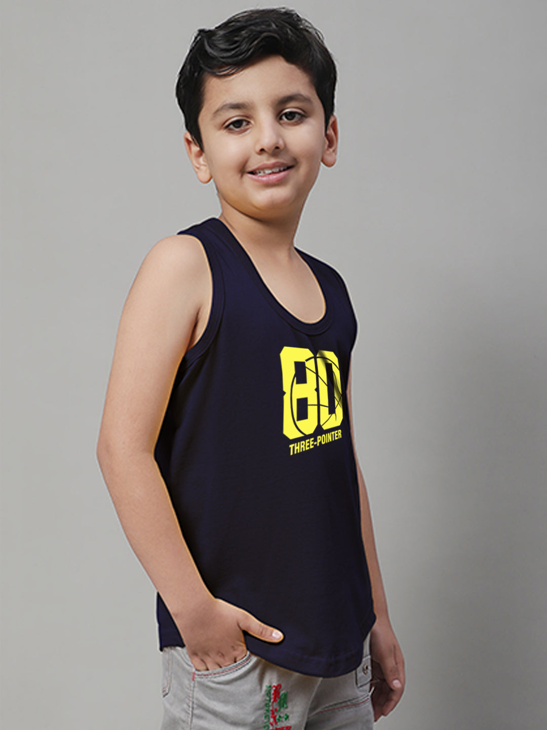 Boys Three Pointer Printed Regular Fit Vest - Friskers