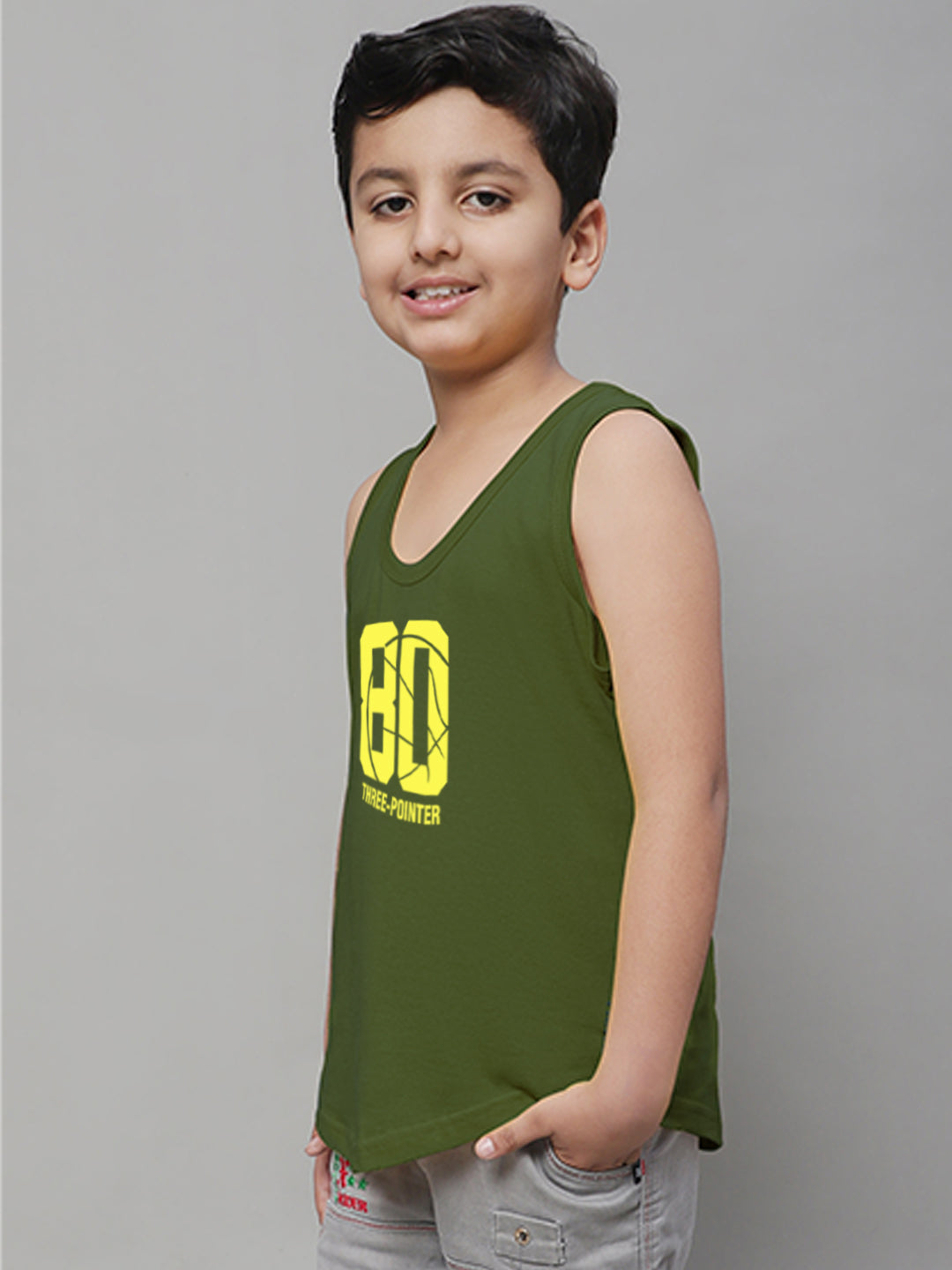 Boys Three Pointer Printed Regular Fit Vest - Friskers