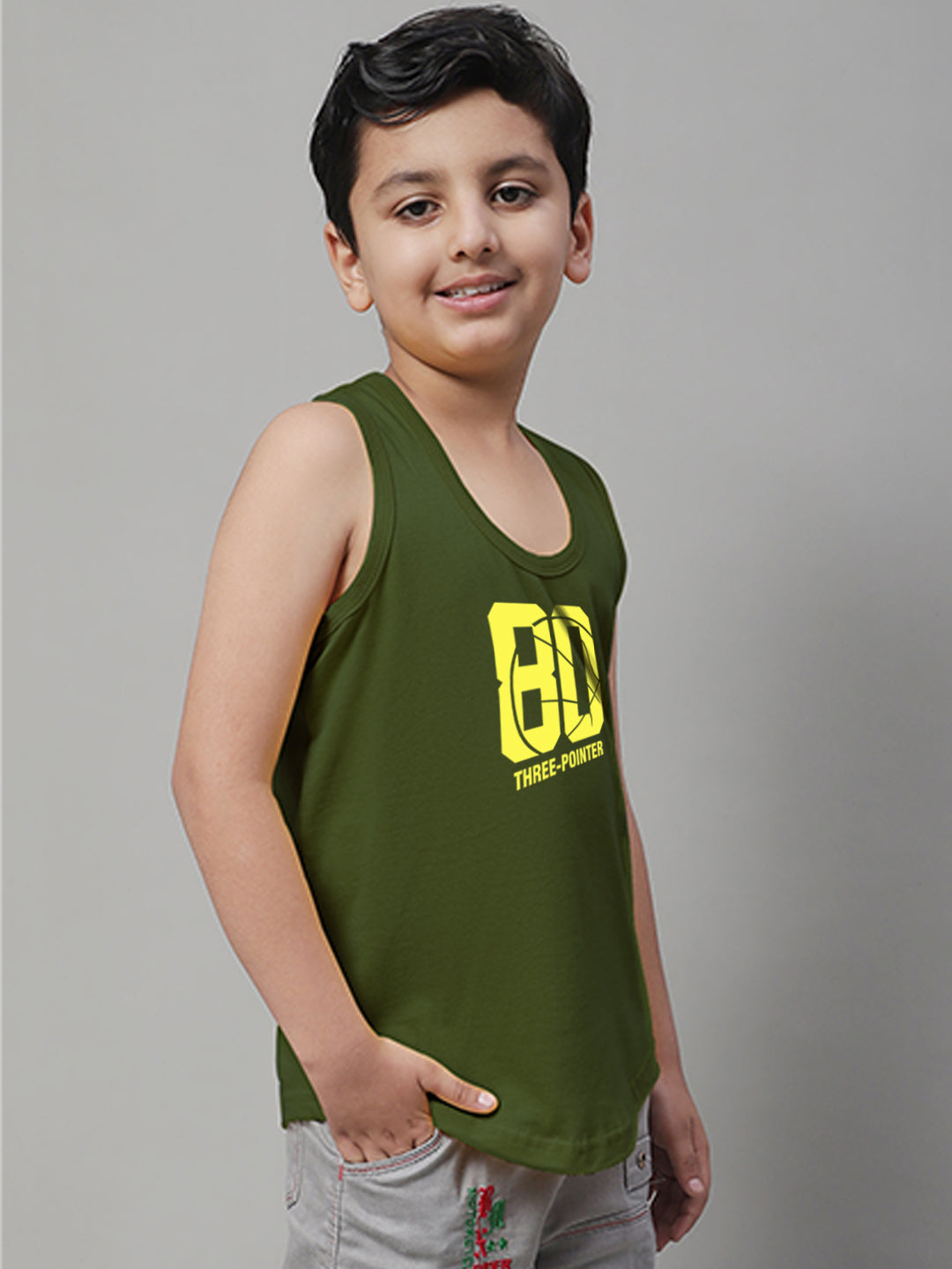 Boys Three Pointer Printed Regular Fit Vest - Friskers