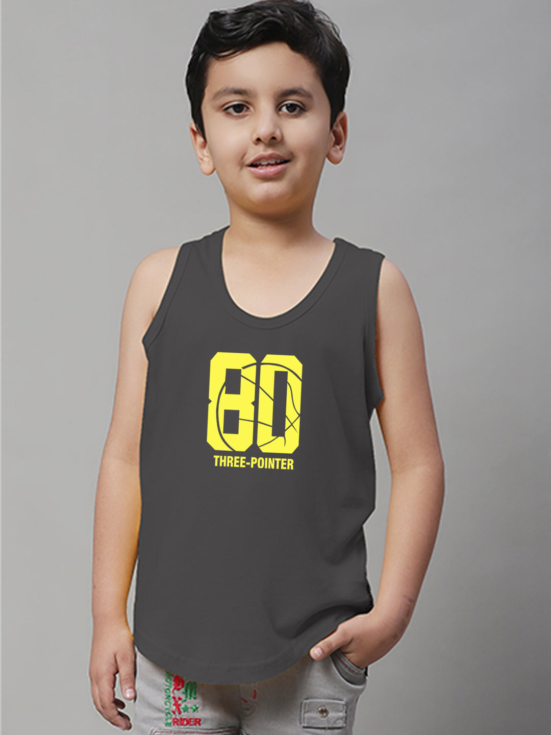 Boys Three Pointer Printed Regular Fit Vest - Friskers