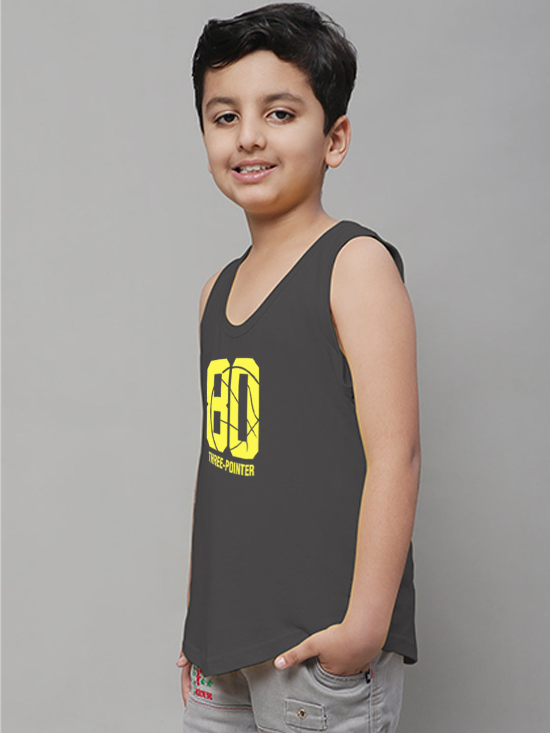 Boys Three Pointer Printed Regular Fit Vest - Friskers