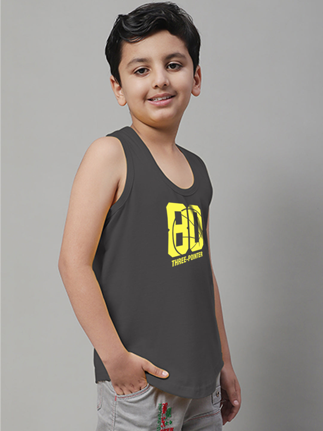 Boys Three Pointer Printed Regular Fit Vest - Friskers