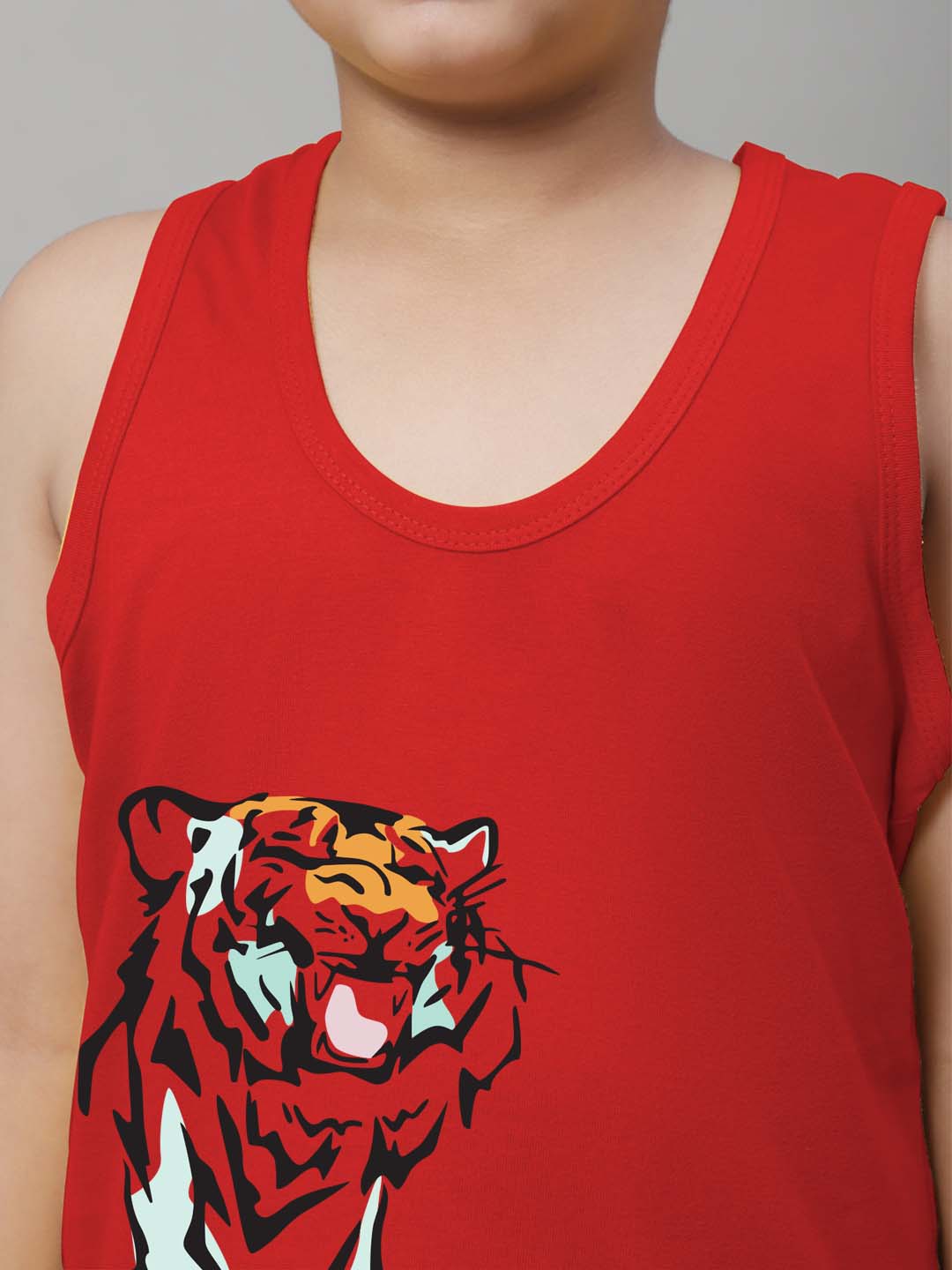 Boys Tiger Printed Regular Fit Vest - Friskers