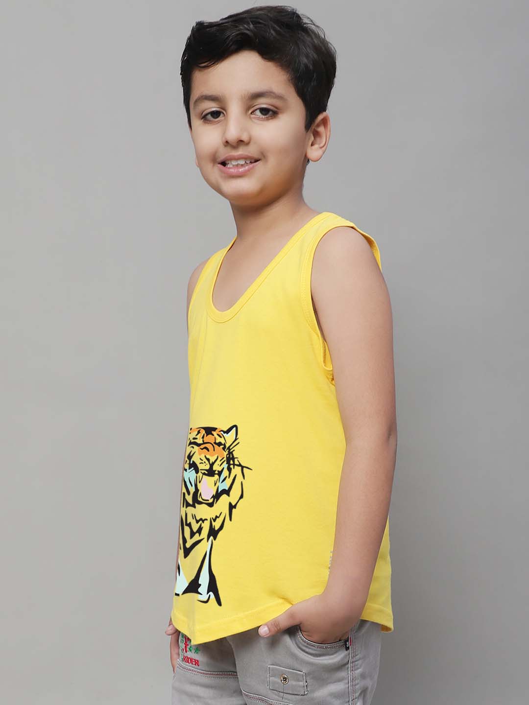 Boys Tiger Printed Regular Fit Vest - Friskers