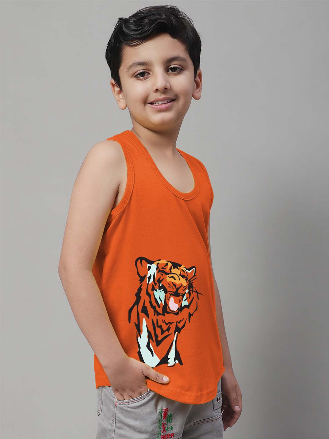 Boys Tiger Printed Regular Fit Vest - Friskers