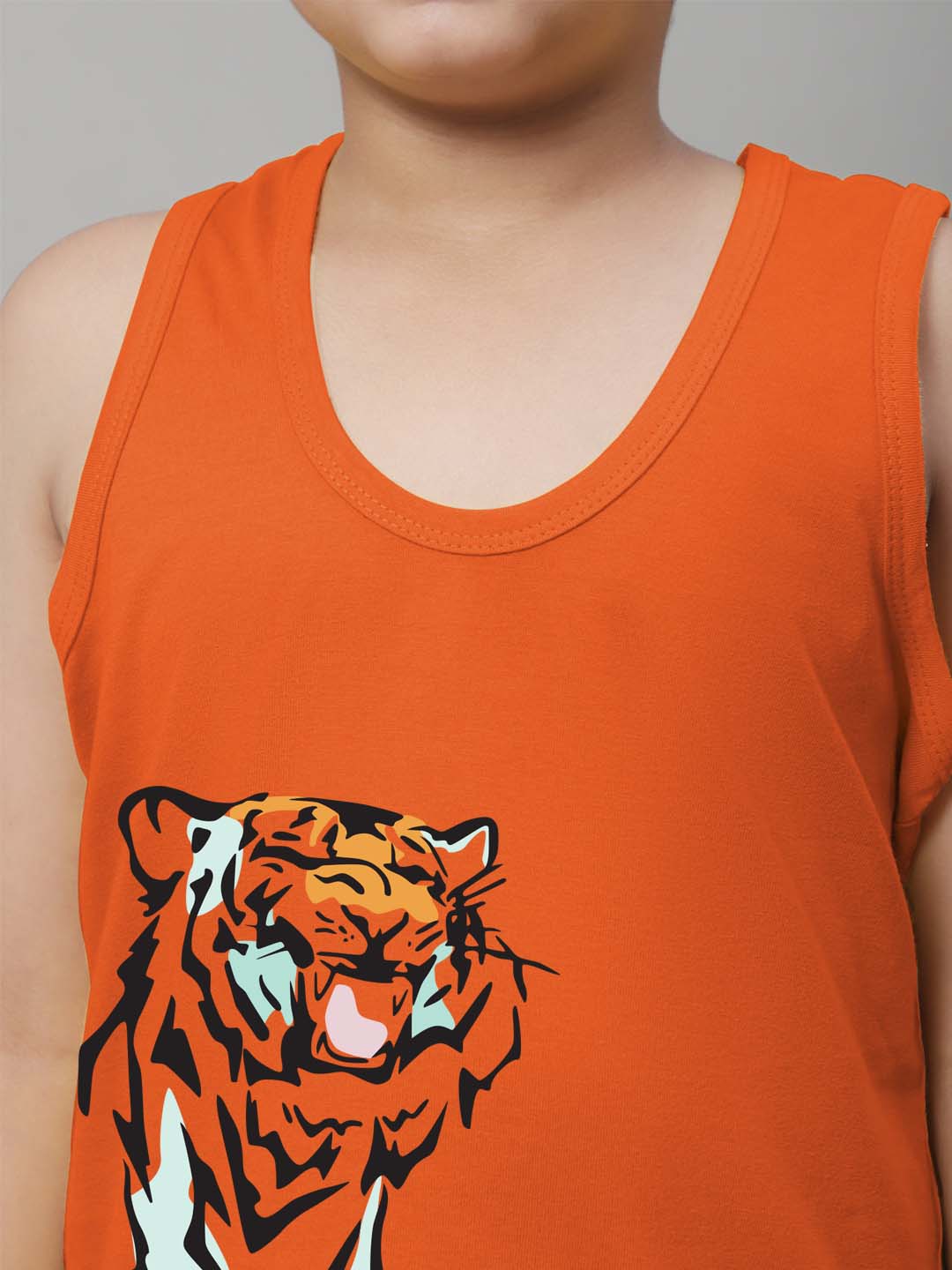 Boys Tiger Printed Regular Fit Vest - Friskers