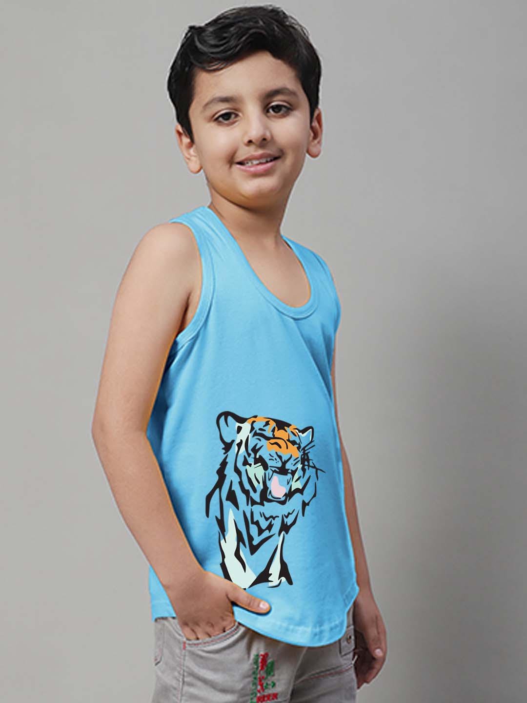 Boys Tiger Printed Regular Fit Vest - Friskers