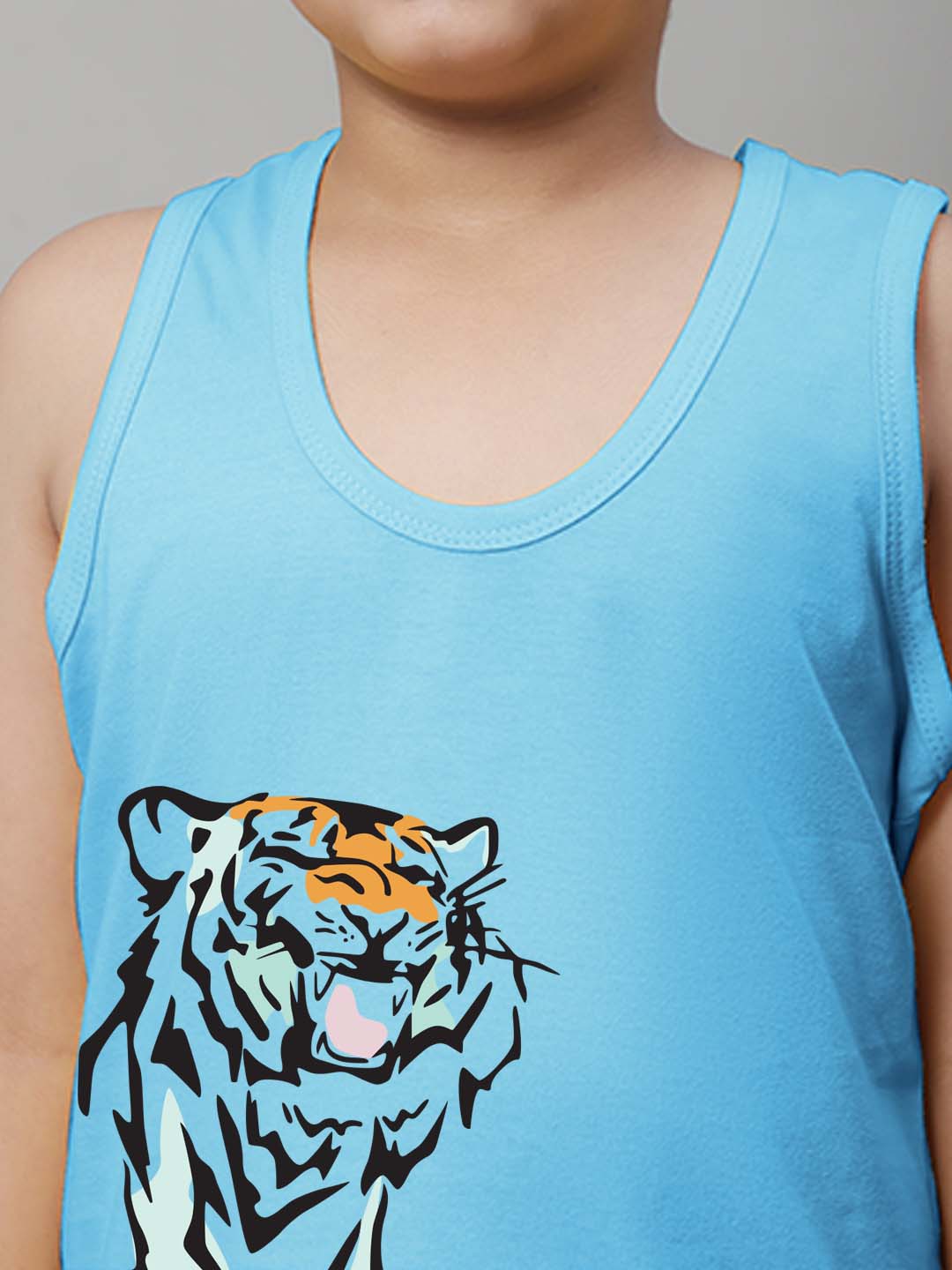 Boys Tiger Printed Regular Fit Vest - Friskers