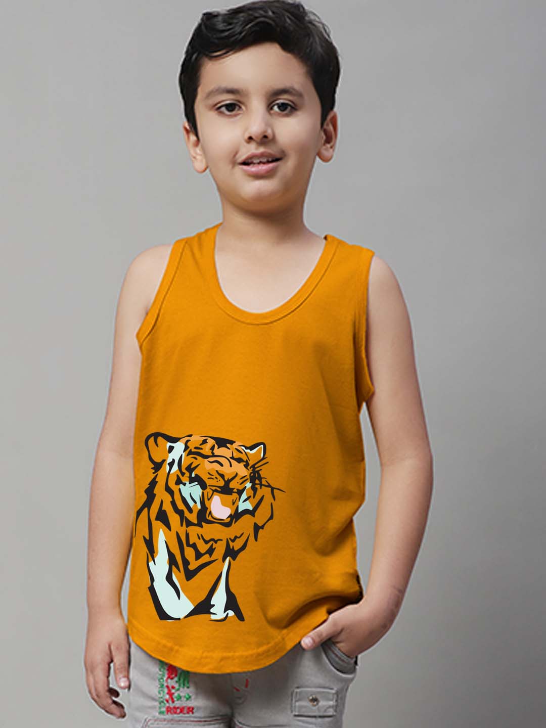 Boys Tiger Printed Regular Fit Vest - Friskers