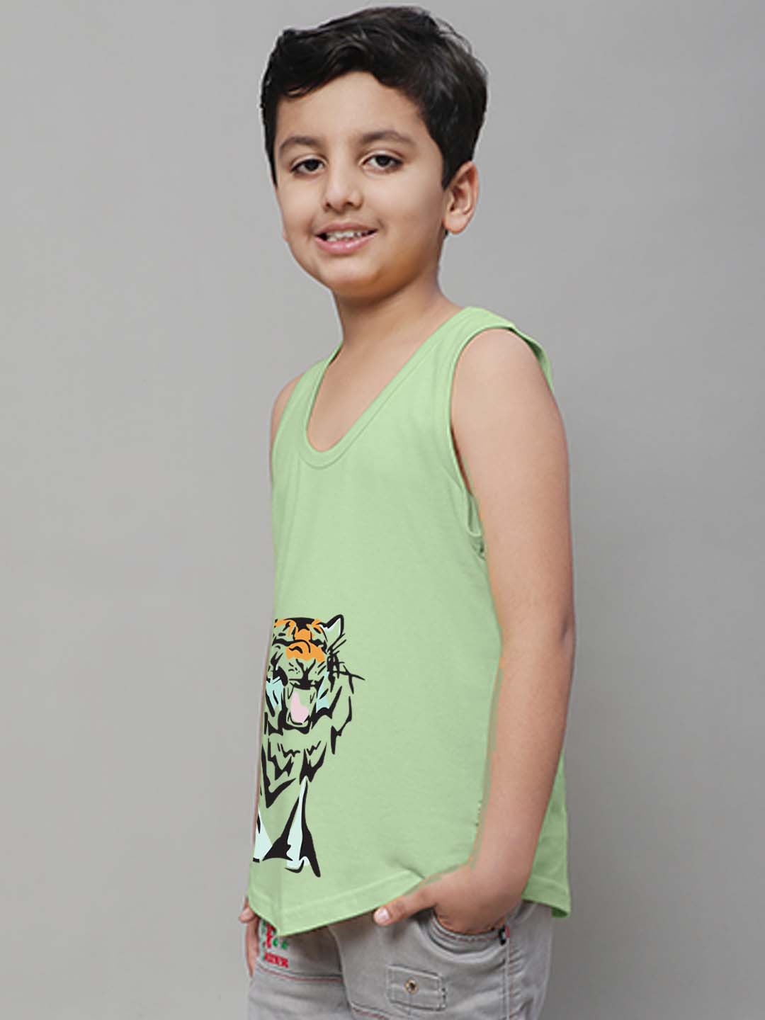 Boys Tiger Printed Regular Fit Vest - Friskers
