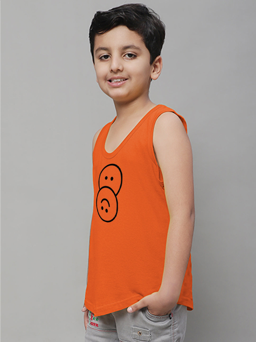 Boys Smiley Printed Regular Fit Vest - Friskers