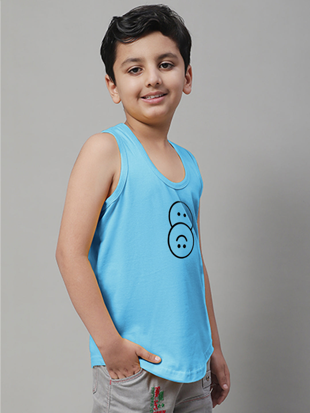 Boys Smiley Printed Regular Fit Vest - Friskers