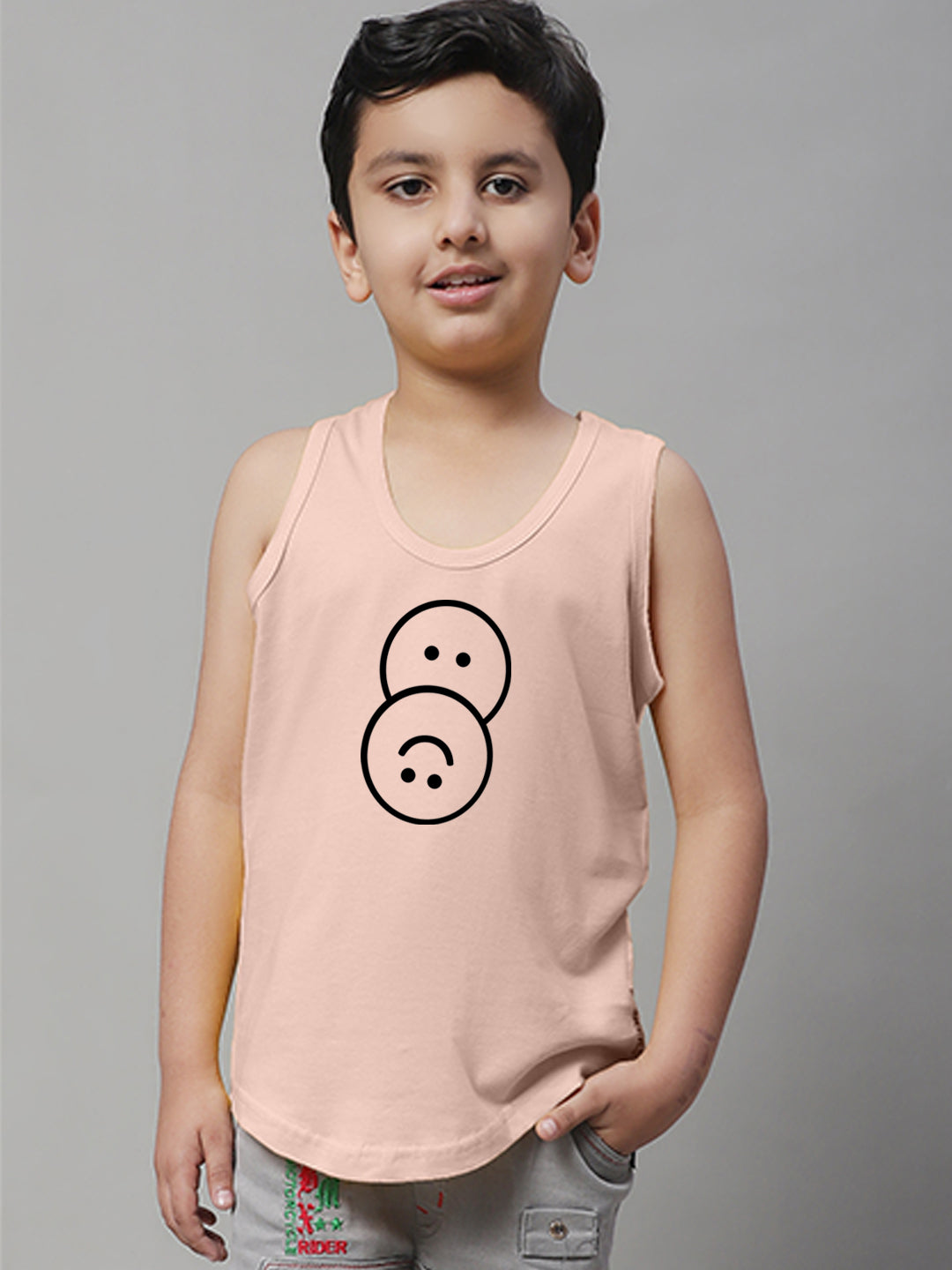 Boys Smiley Printed Regular Fit Vest - Friskers
