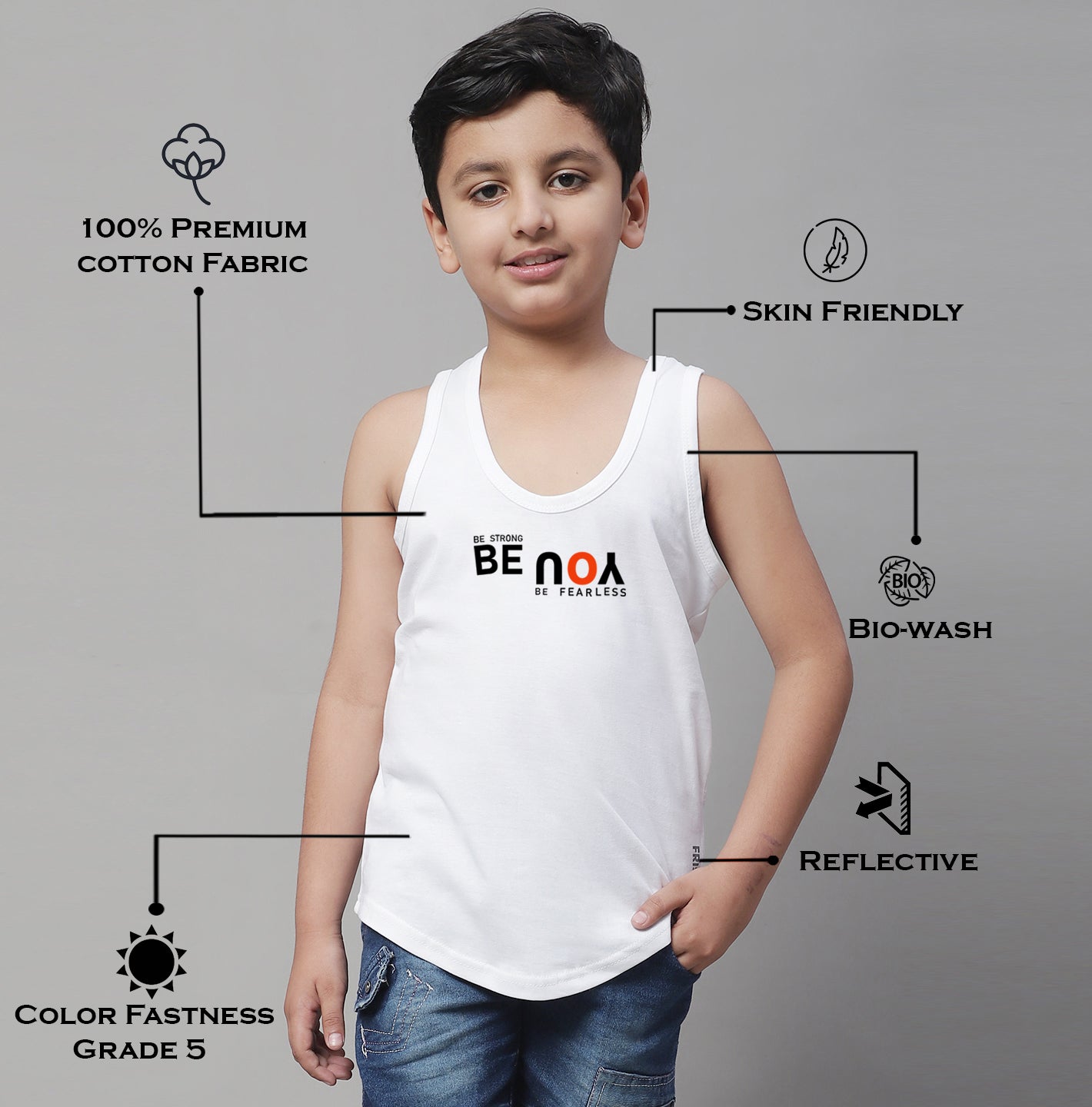 Boys Be You Printed Regular Fit Vest - Friskers