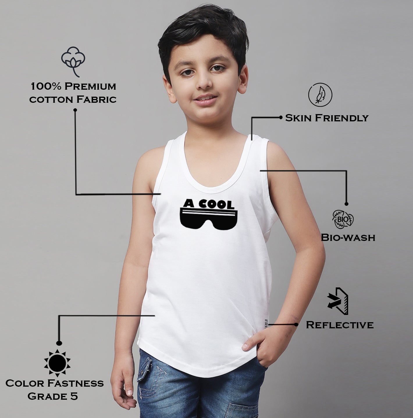 Boys Cool Printed Regular Fit Vest - Friskers
