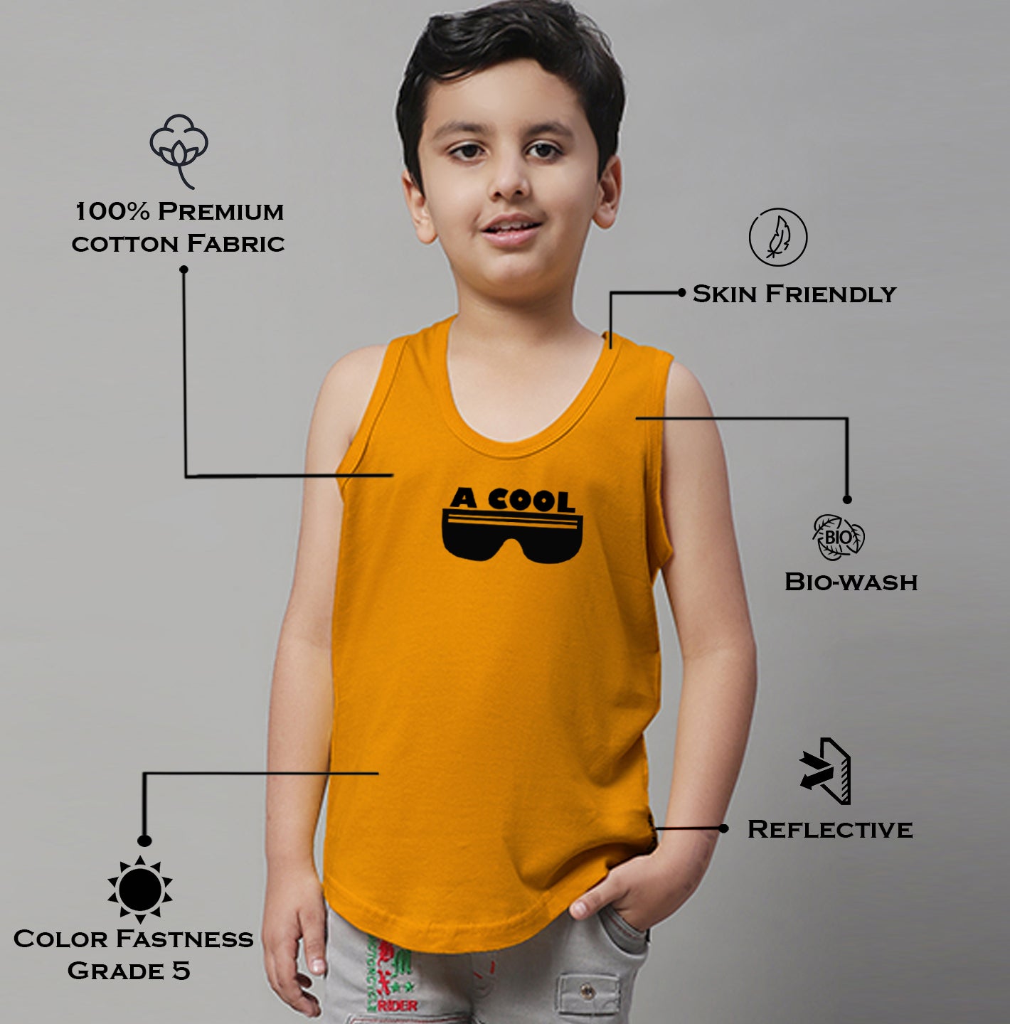 Boys Cool Printed Regular Fit Vest - Friskers
