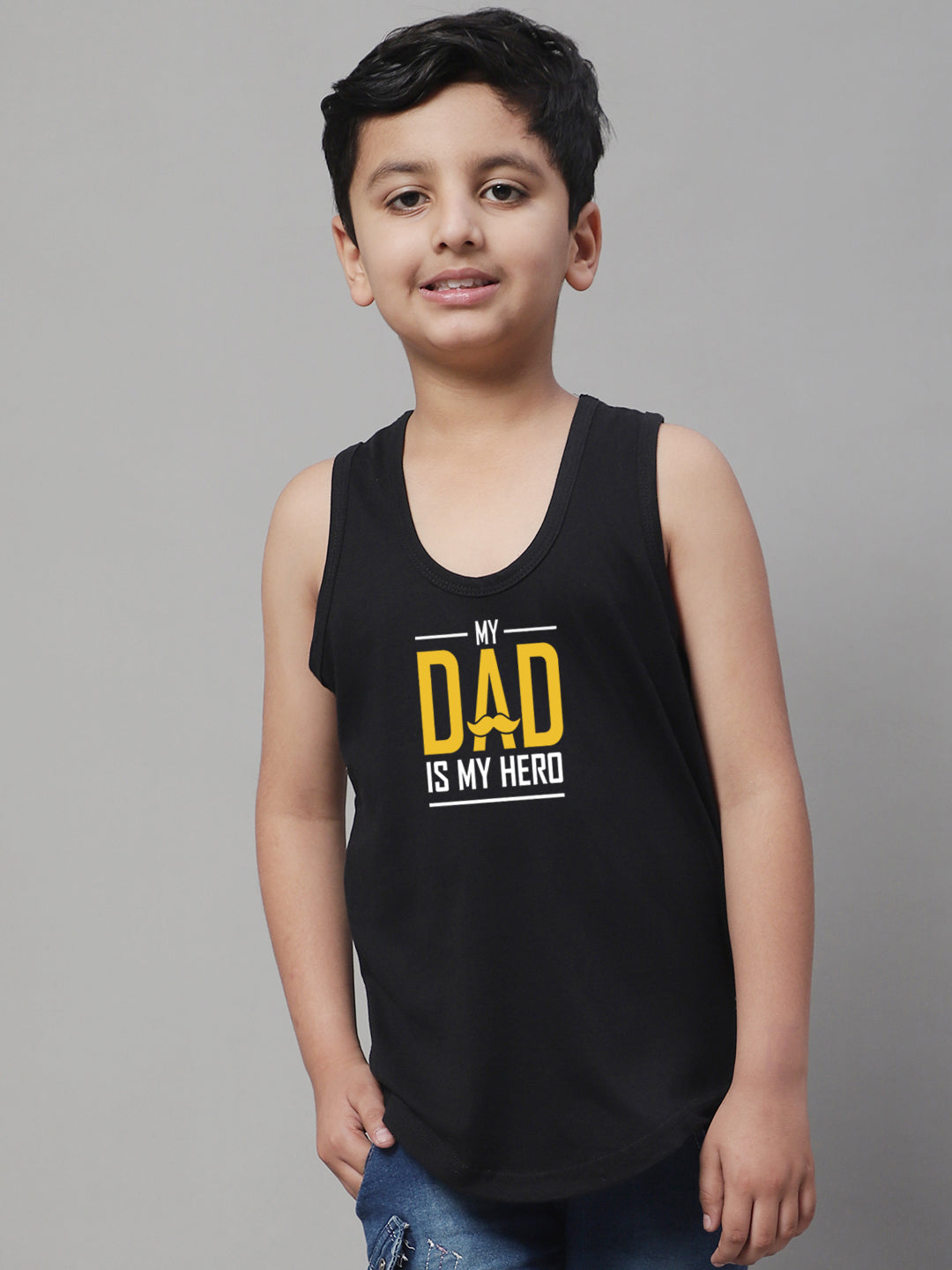 Boys My Dad Is My Hero Printed Regular Fit Vest - Friskers
