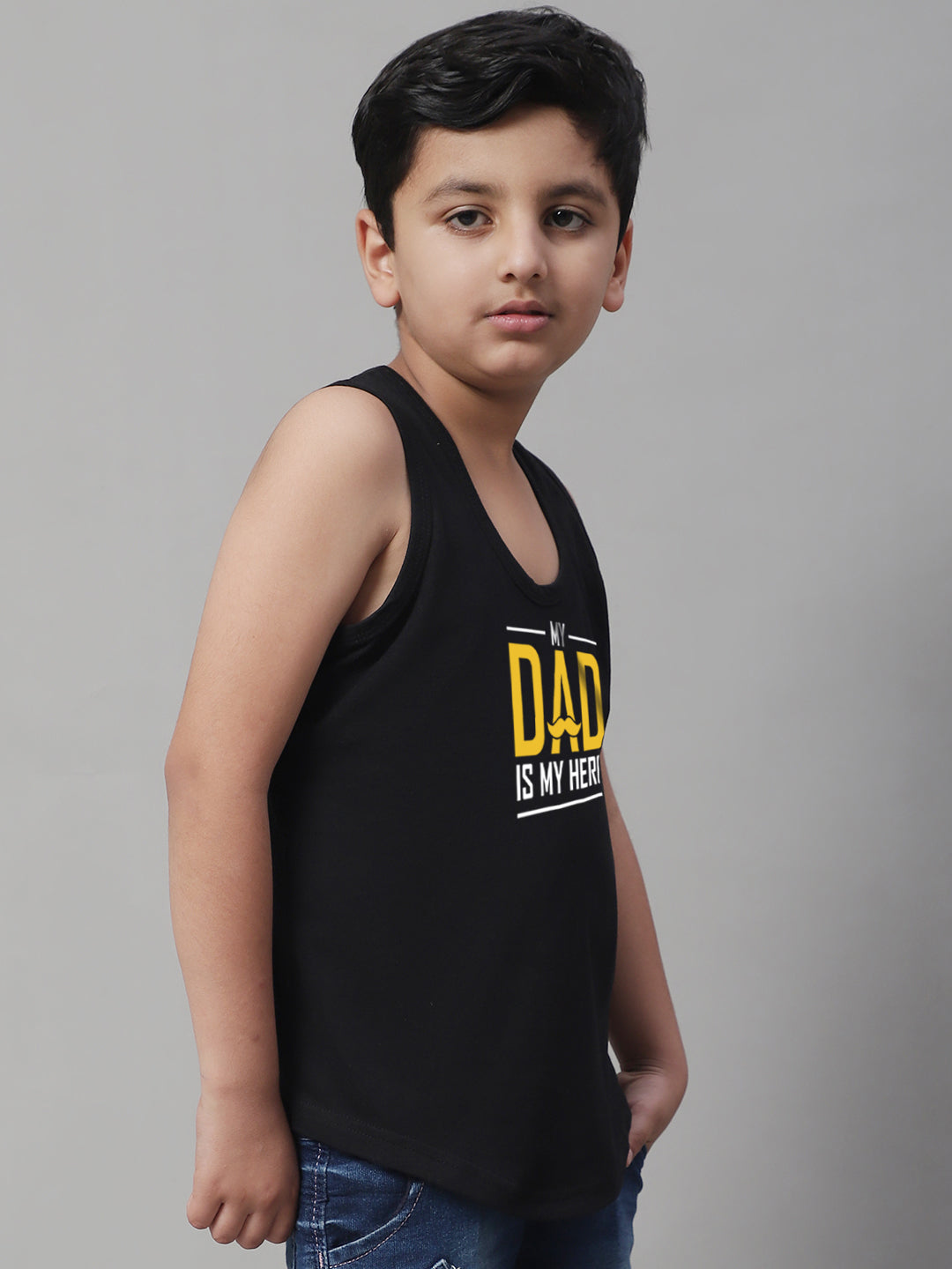 Boys My Dad Is My Hero Printed Regular Fit Vest - Friskers