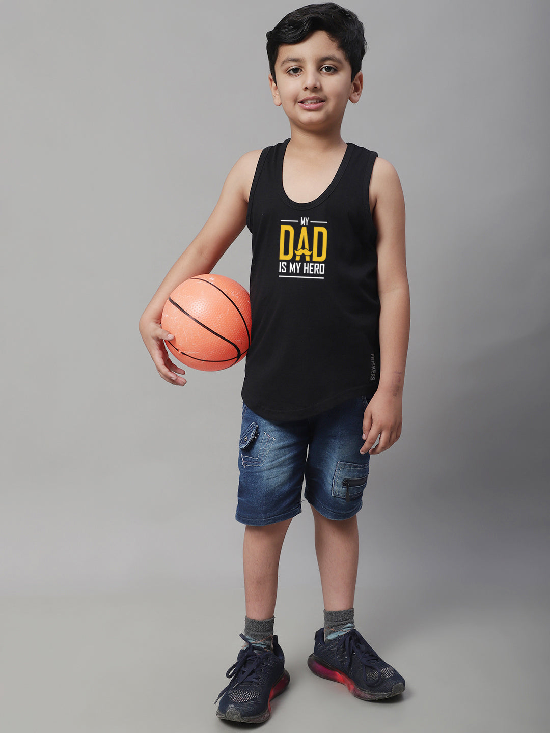 Boys My Dad Is My Hero Printed Regular Fit Vest - Friskers
