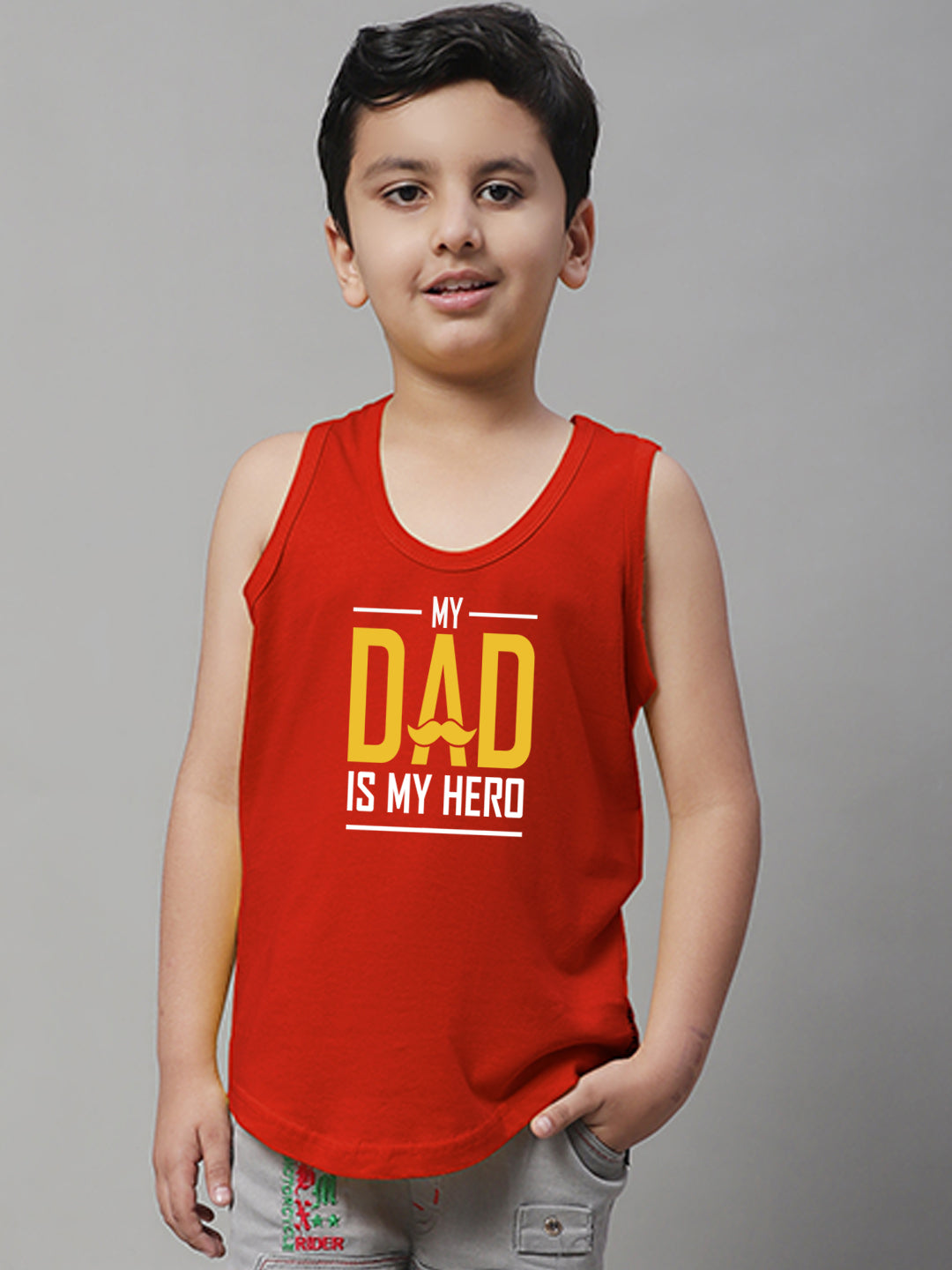 Boys My Dad Is My Hero Printed Regular Fit Vest - Friskers