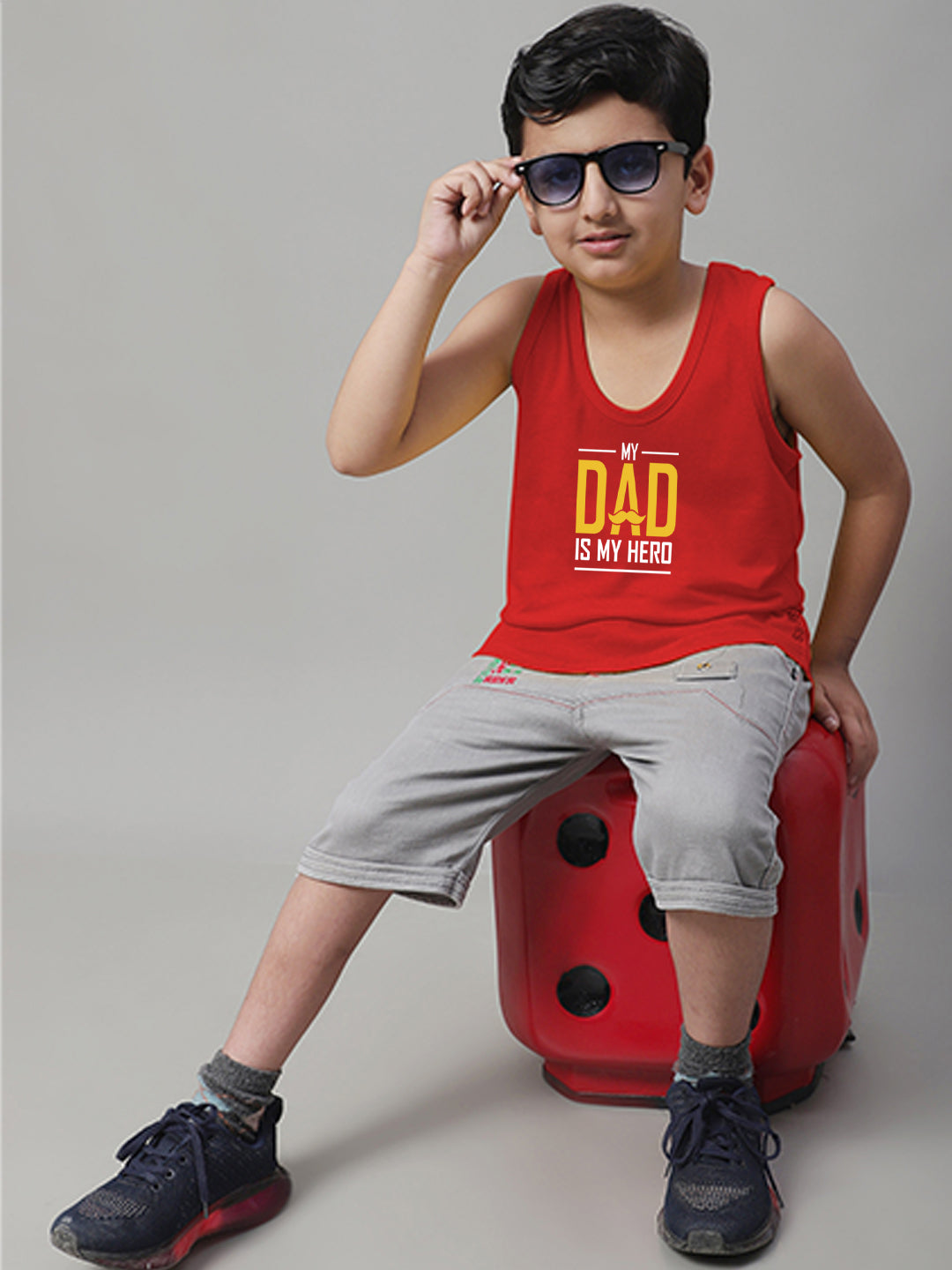 Boys My Dad Is My Hero Printed Regular Fit Vest - Friskers
