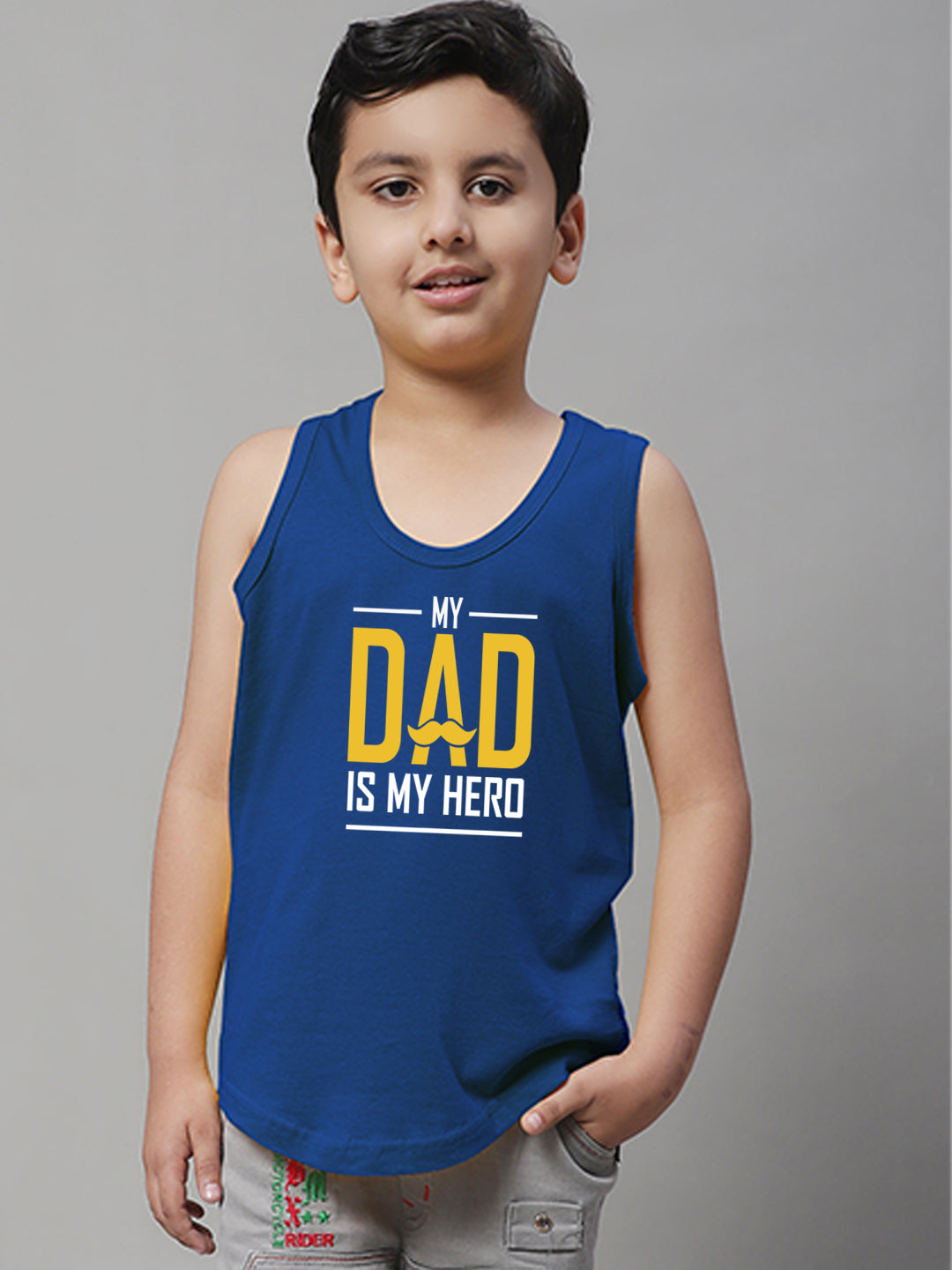 Boys My Dad Is My Hero Printed Regular Fit Vest - Friskers
