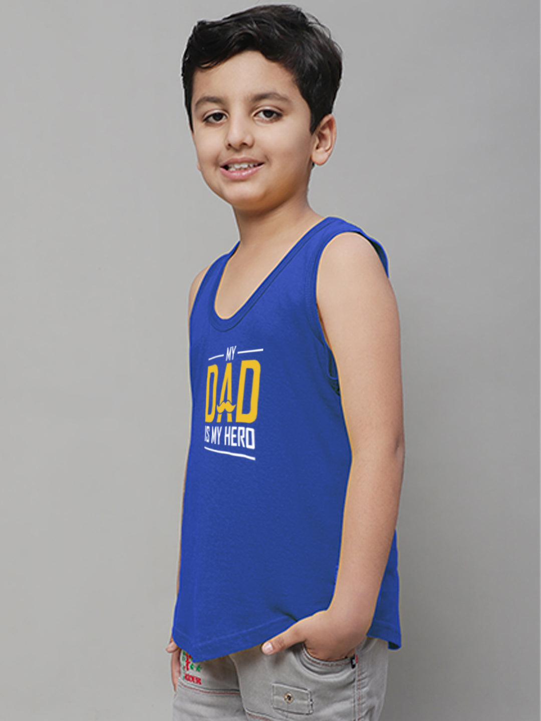 Boys My Dad Is My Hero Printed Regular Fit Vest - Friskers