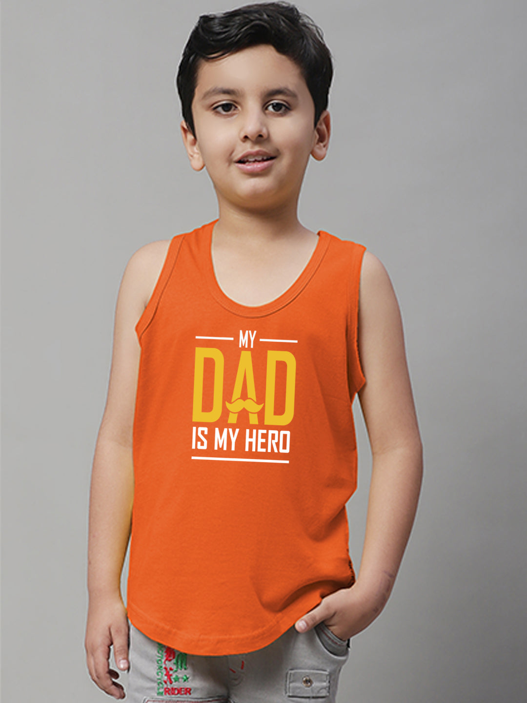 Boys My Dad Is My Hero Printed Regular Fit Vest - Friskers