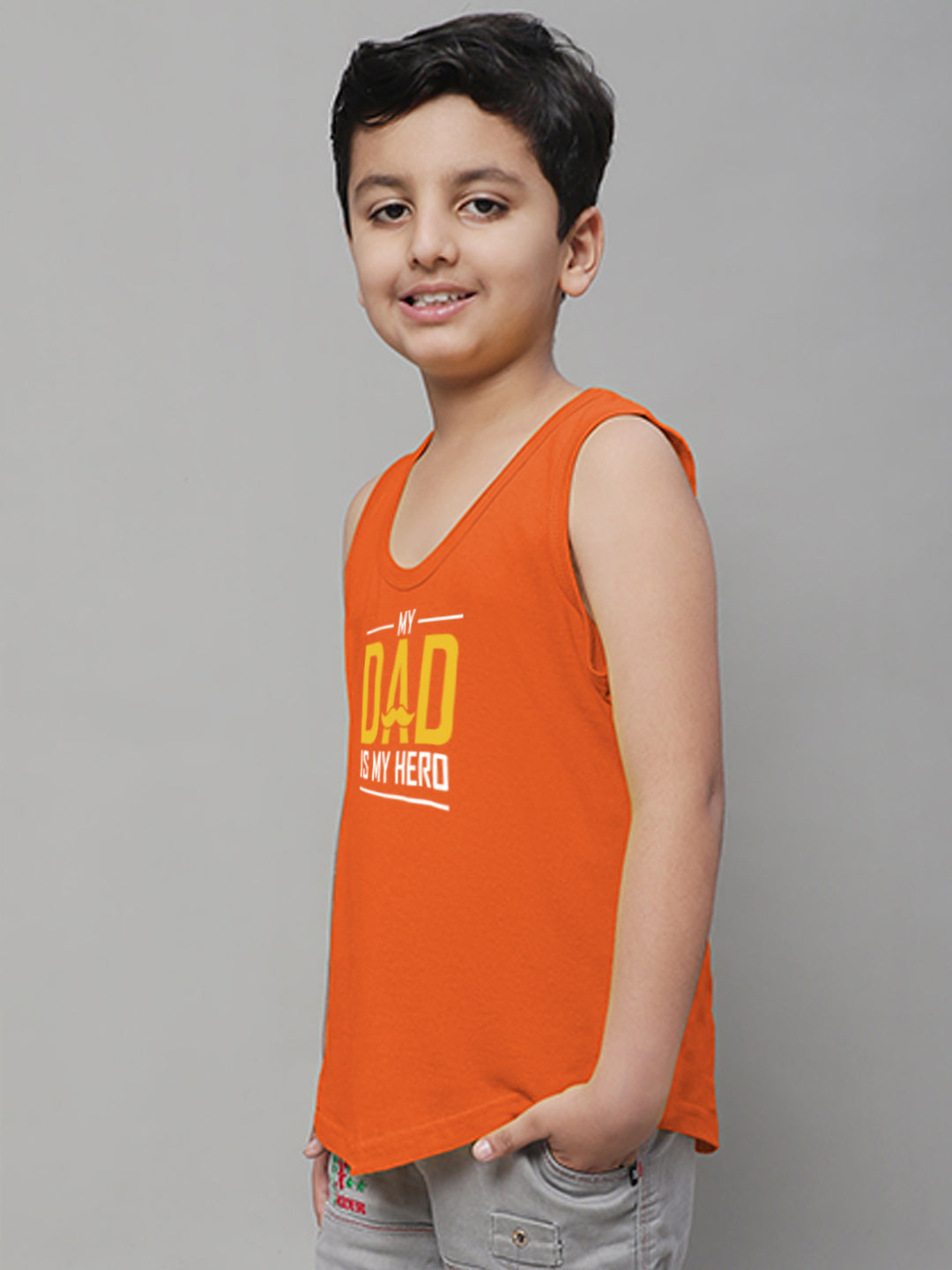 Boys My Dad Is My Hero Printed Regular Fit Vest - Friskers