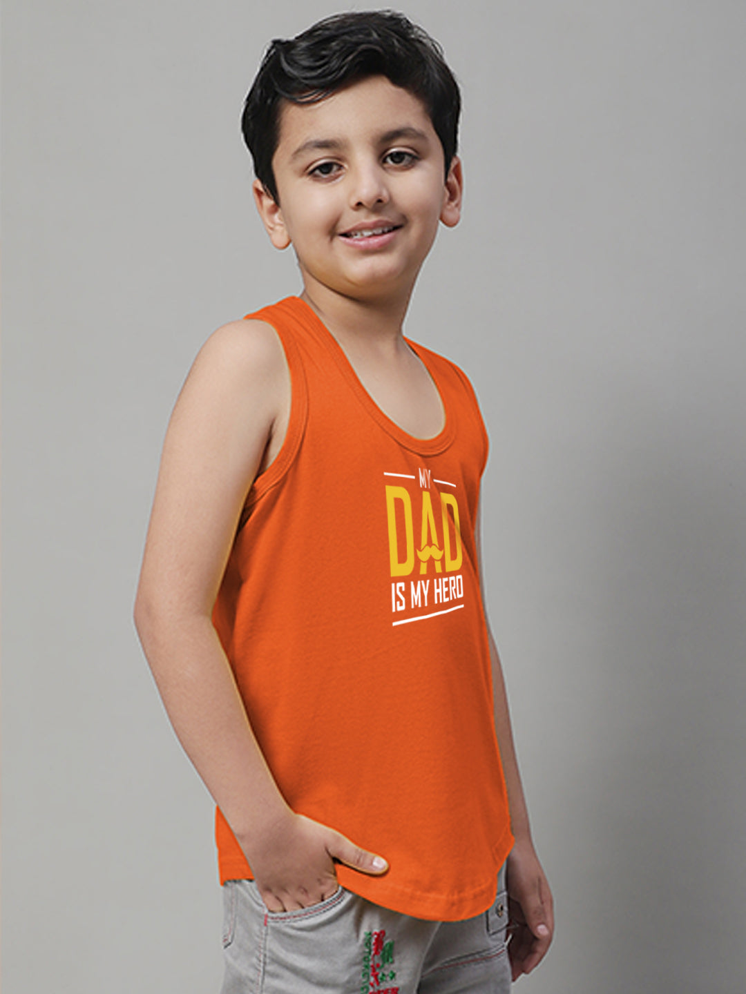 Boys My Dad Is My Hero Printed Regular Fit Vest - Friskers