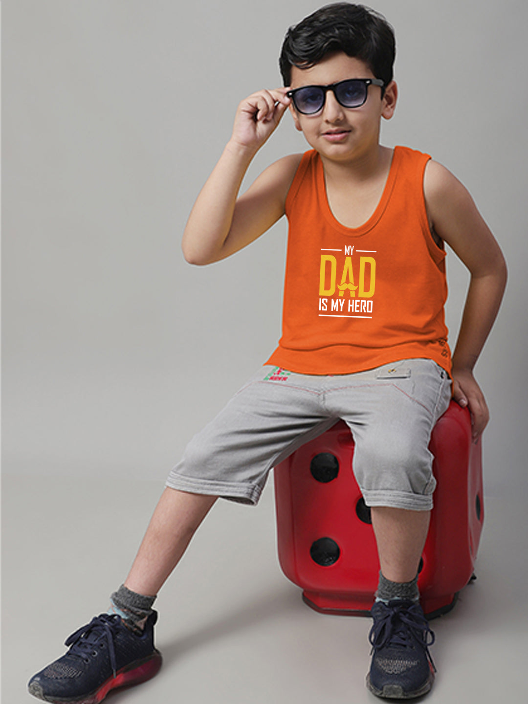 Boys My Dad Is My Hero Printed Regular Fit Vest - Friskers