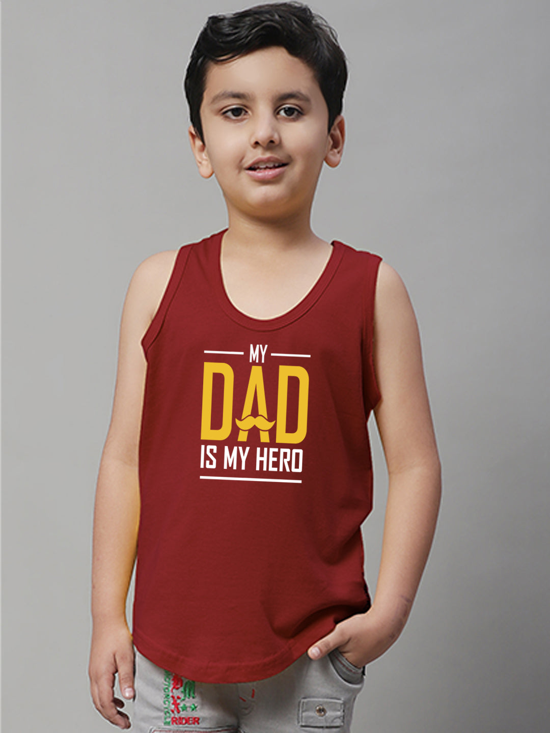 Boys My Dad Is My Hero Printed Regular Fit Vest - Friskers