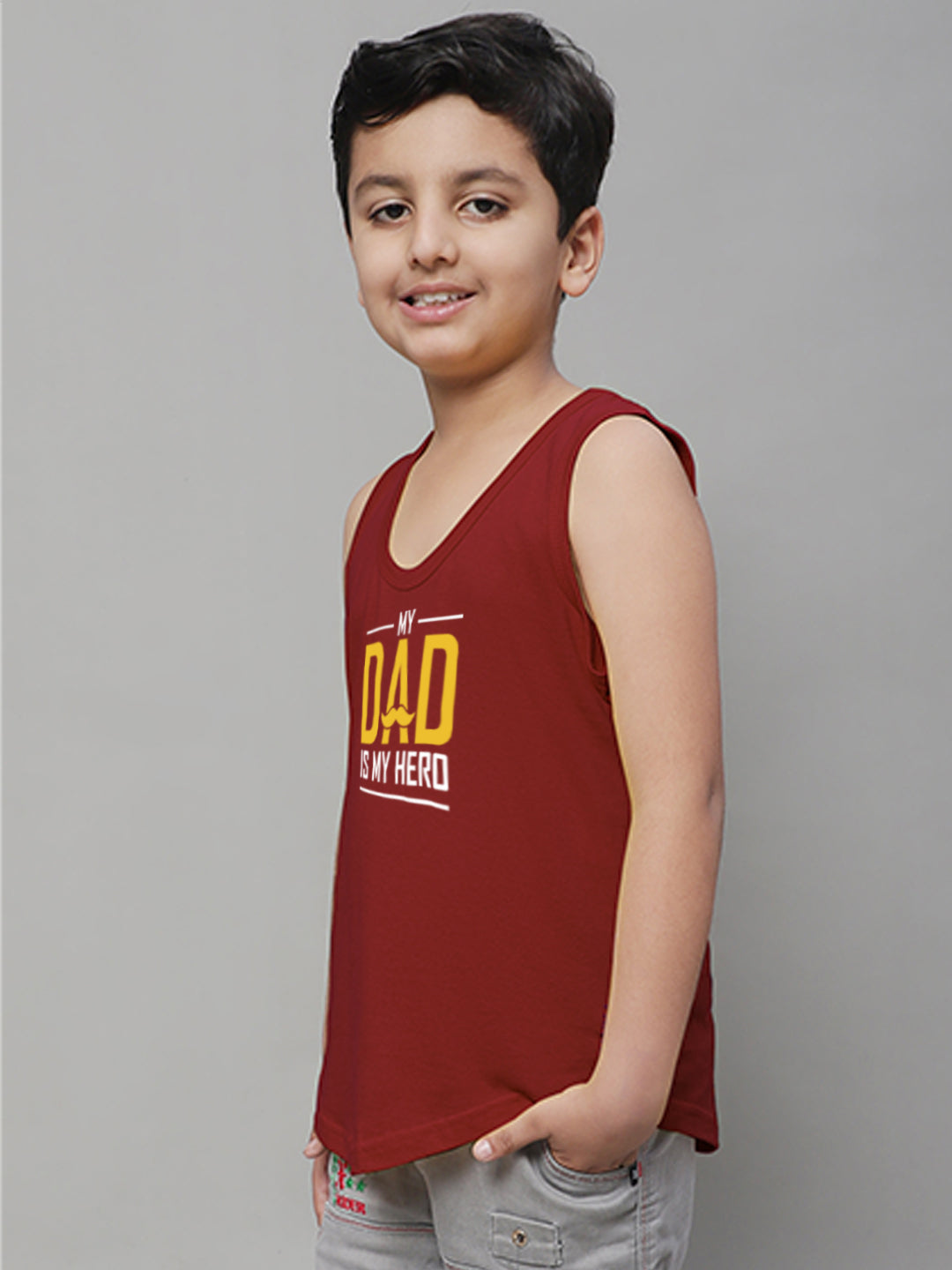 Boys My Dad Is My Hero Printed Regular Fit Vest - Friskers