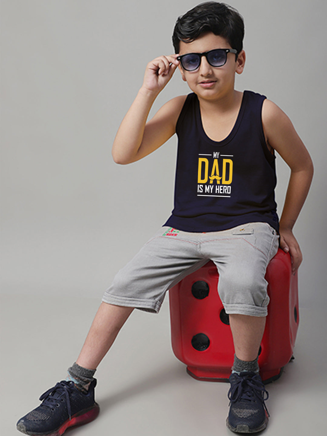 Boys My Dad Is My Hero Printed Regular Fit Vest - Friskers