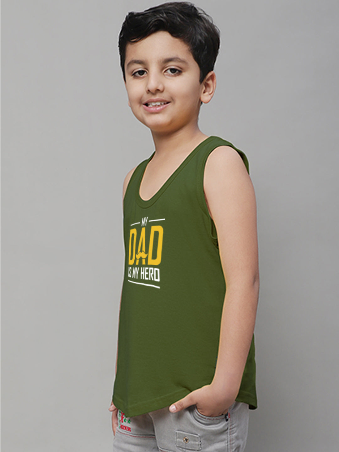 Boys My Dad Is My Hero Printed Regular Fit Vest - Friskers